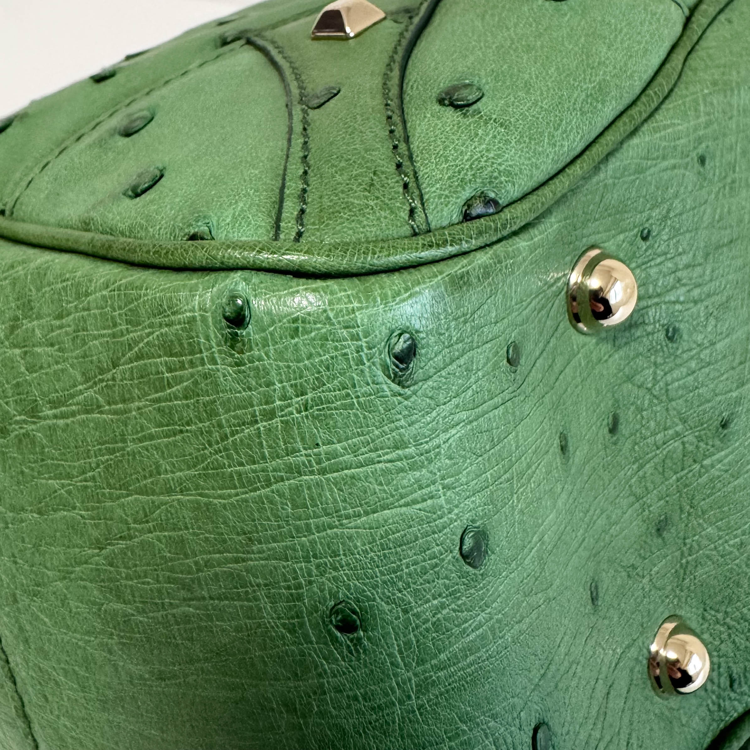 Bamboo Leather Green Handbag