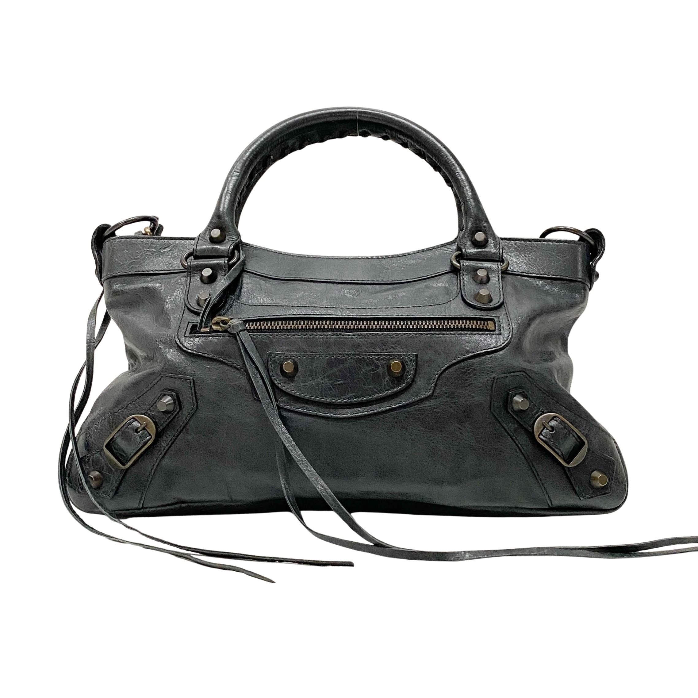 The First Black Leather Two Way Bag