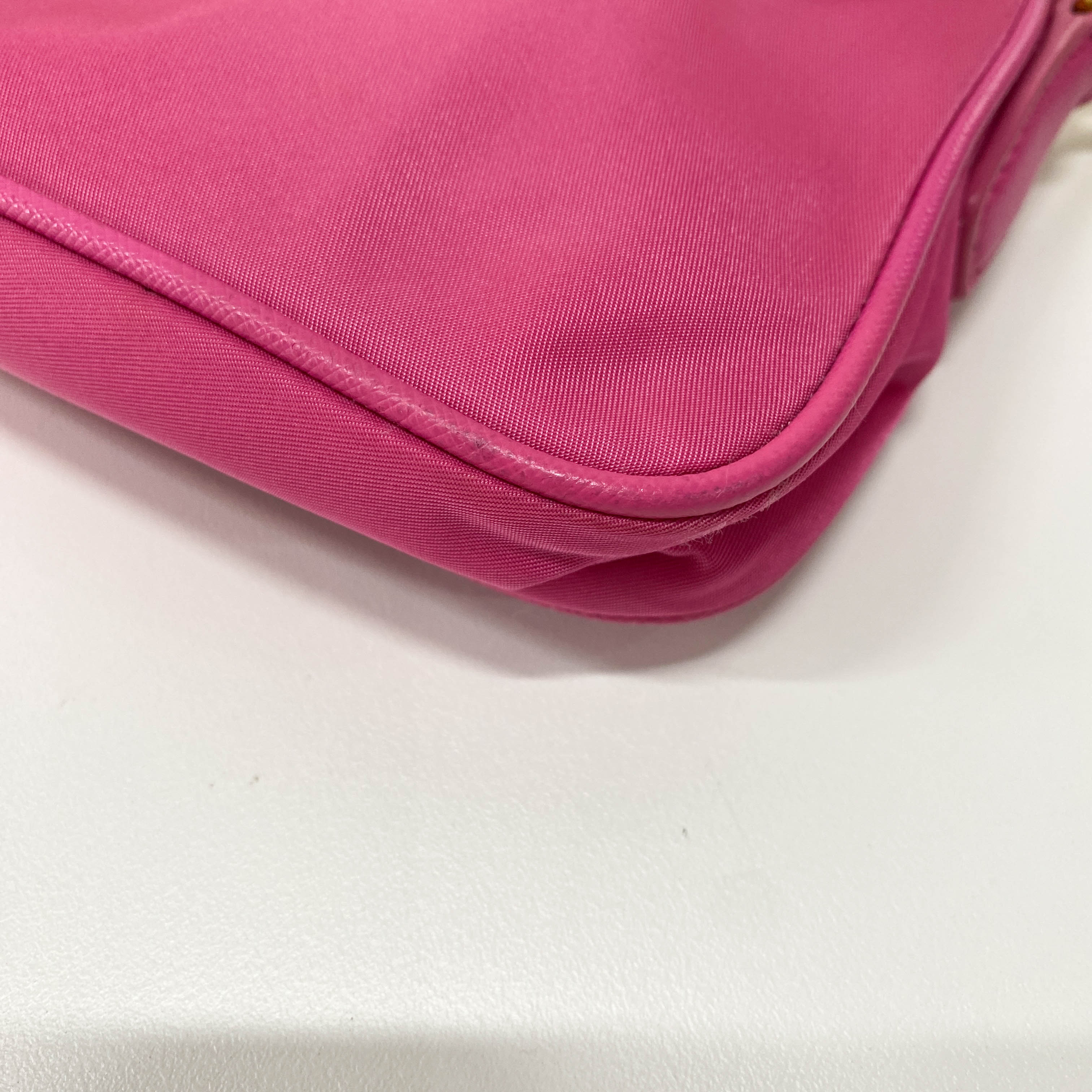 Pink Nylon Mini Chain Shoulder Bag