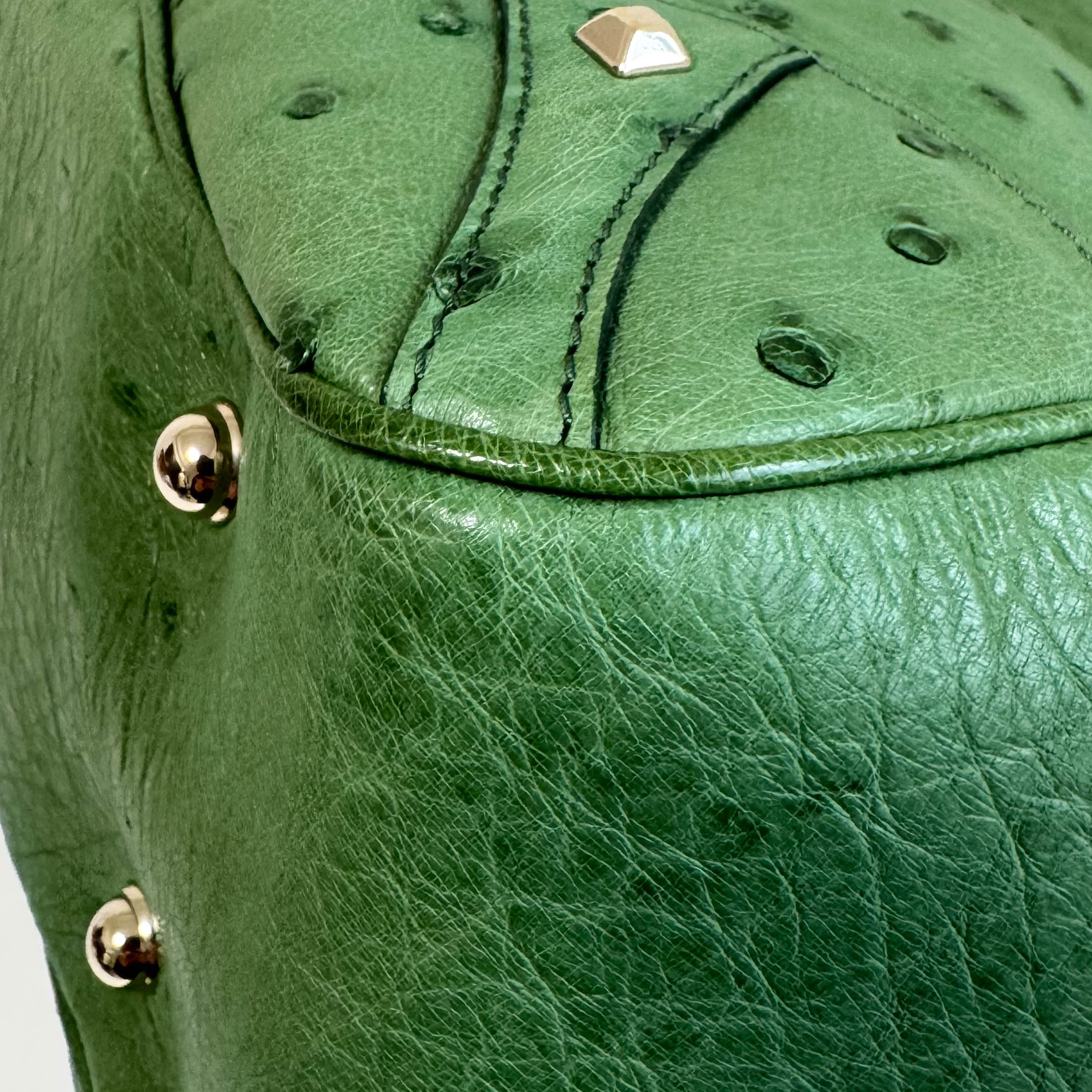 Bamboo Leather Green Handbag