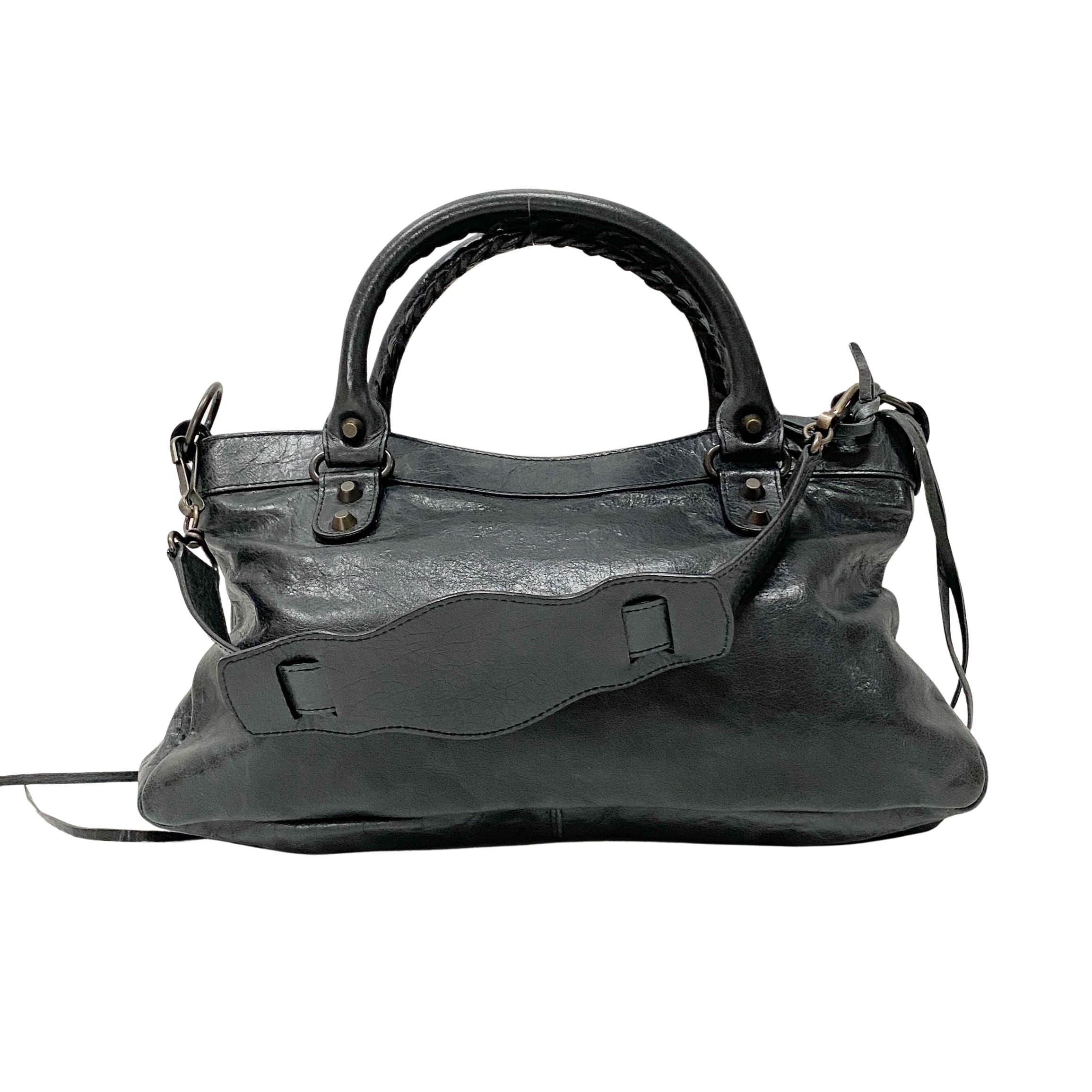 The First Black Leather Two Way Bag