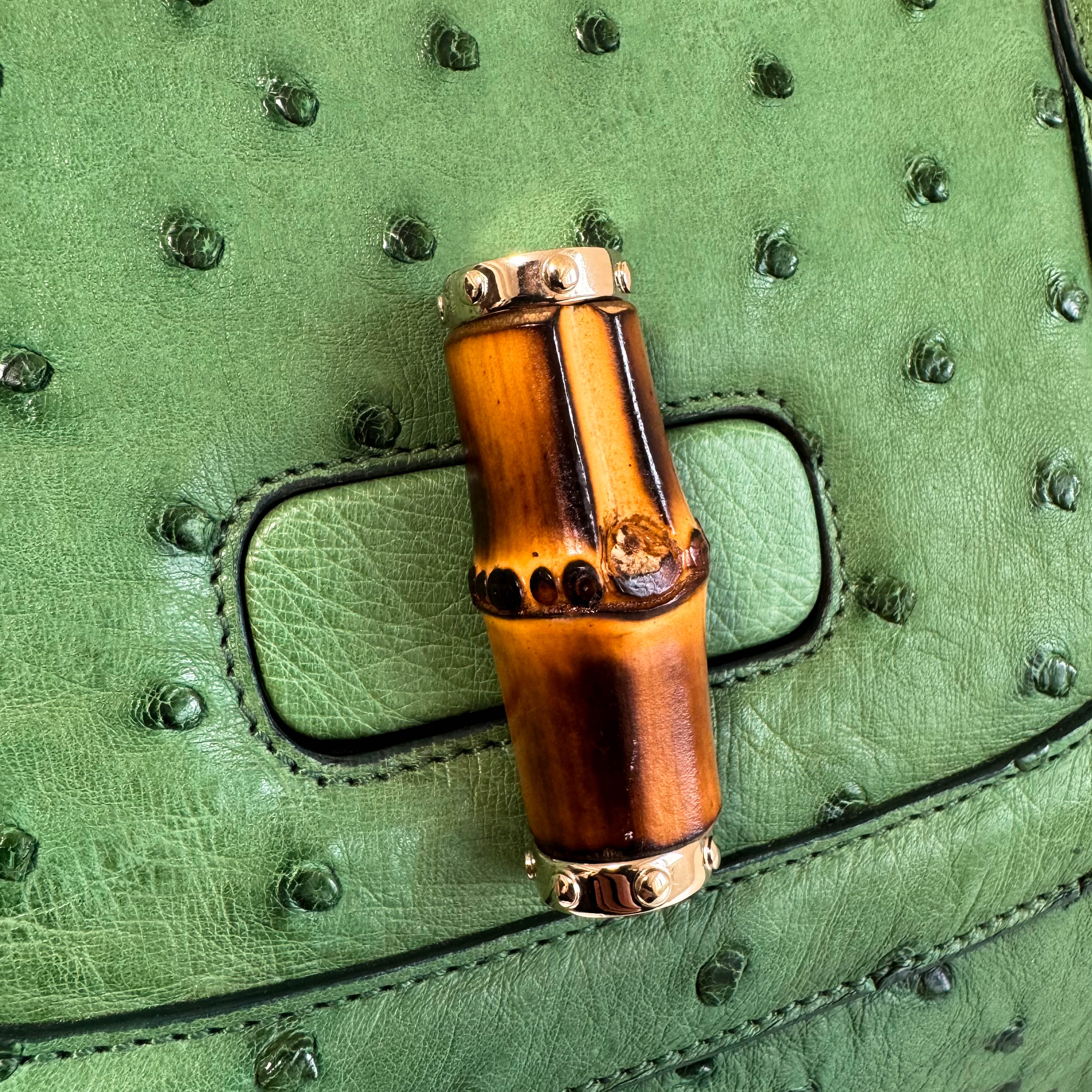 Bamboo Leather Green Handbag