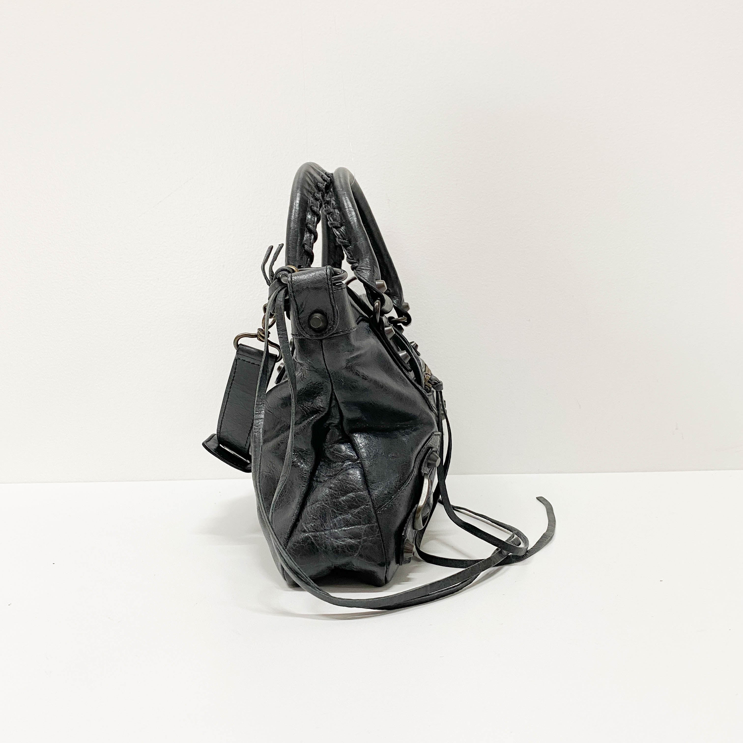 The First Black Leather Two Way Bag
