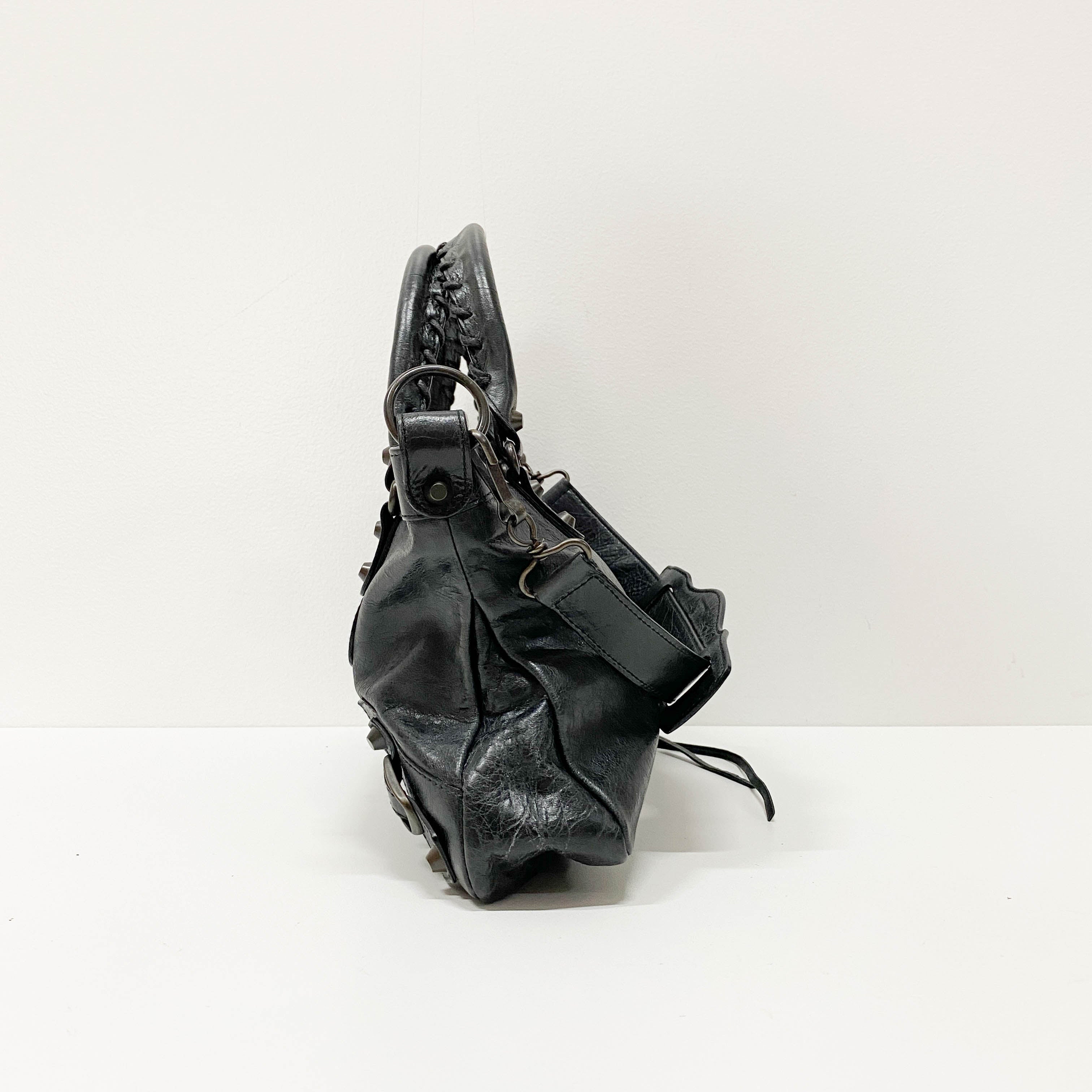 The First Black Leather Two Way Bag