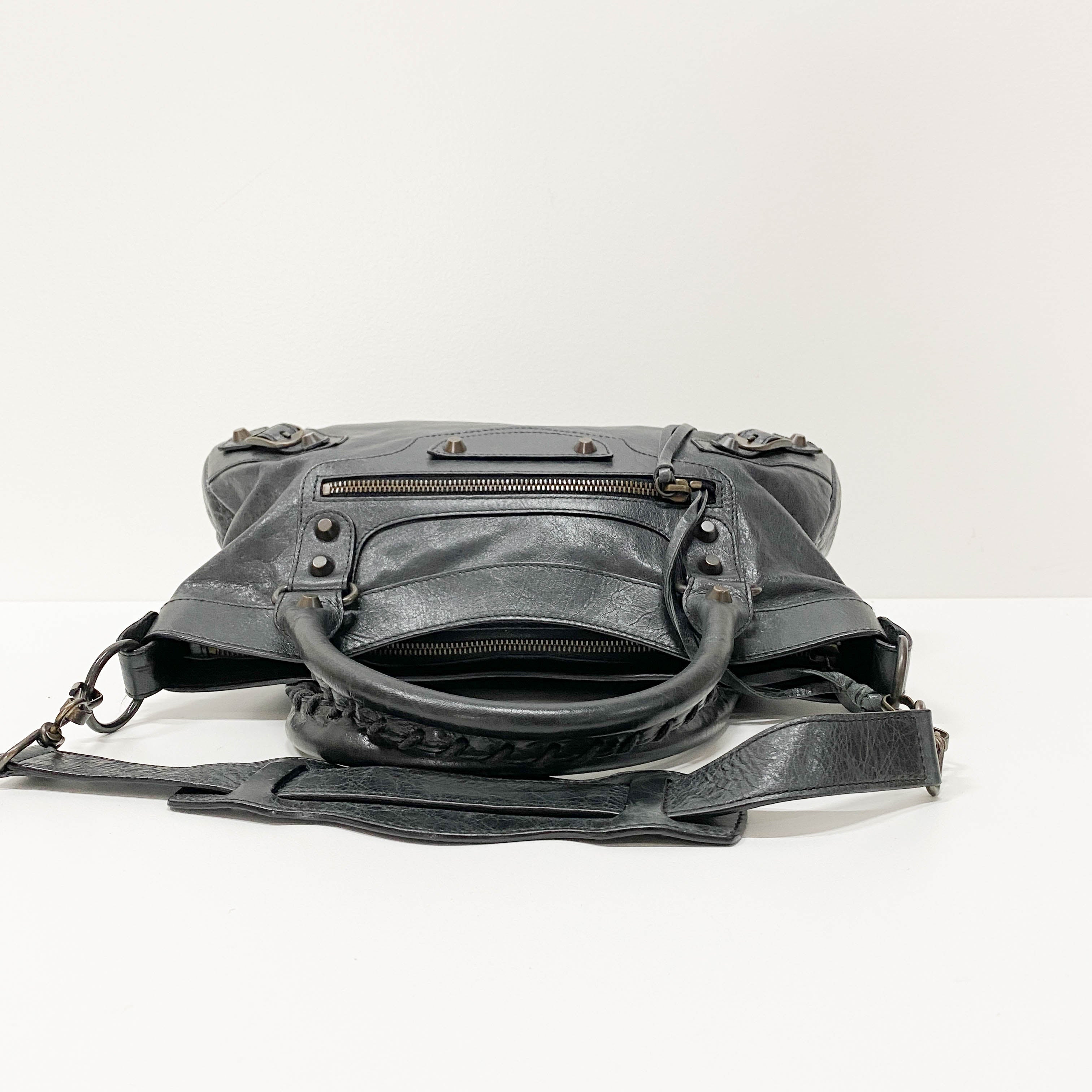 The First Black Leather Two Way Bag