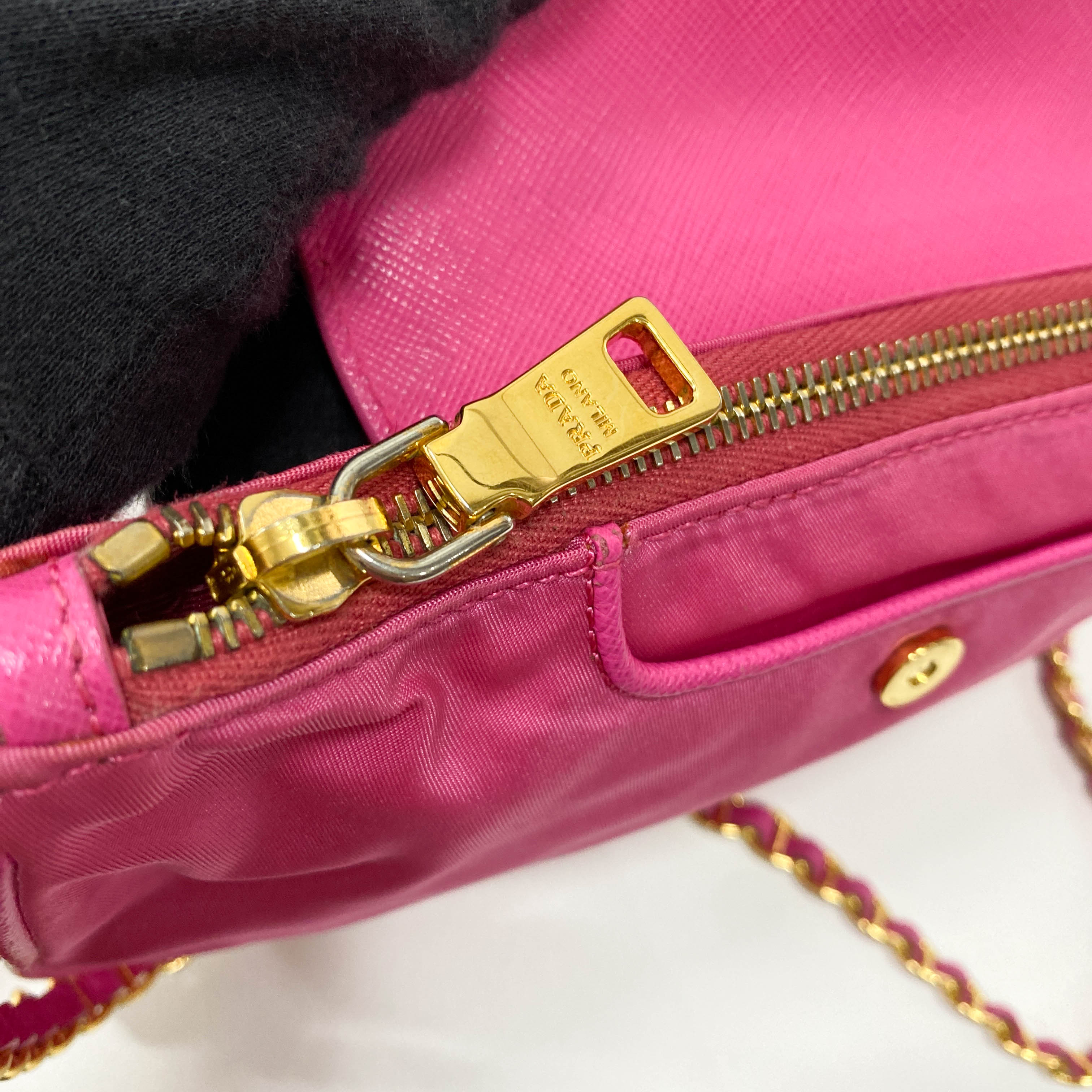Pink Nylon Mini Chain Shoulder Bag