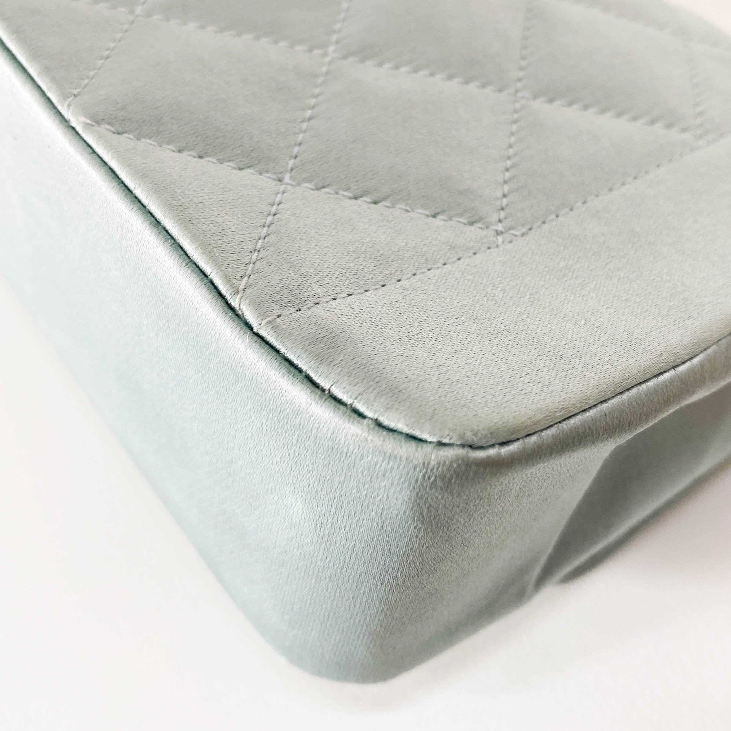 Diana Flap Light blue Satin Bijou Chain Shoulder Bag