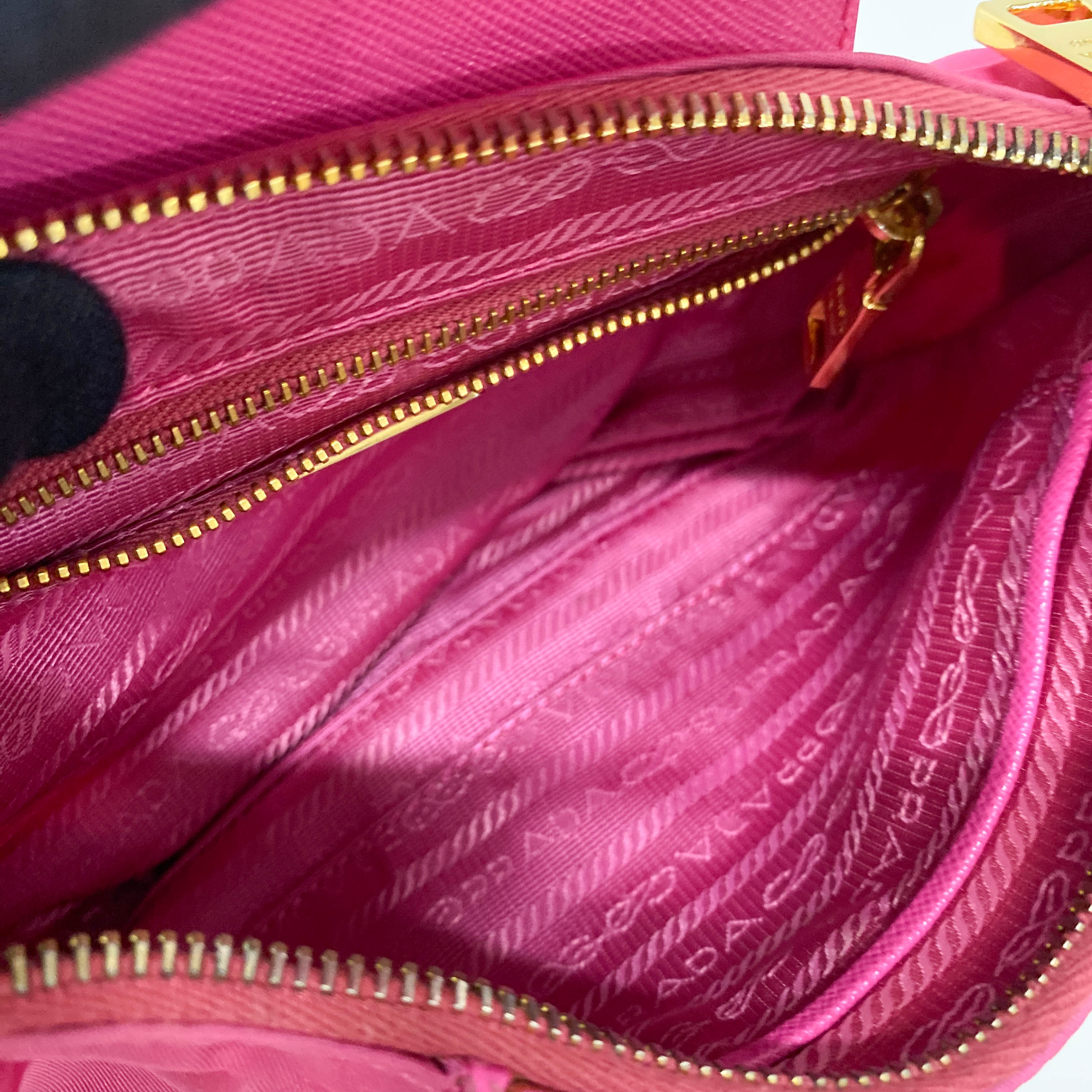 Pink Nylon Mini Chain Shoulder Bag