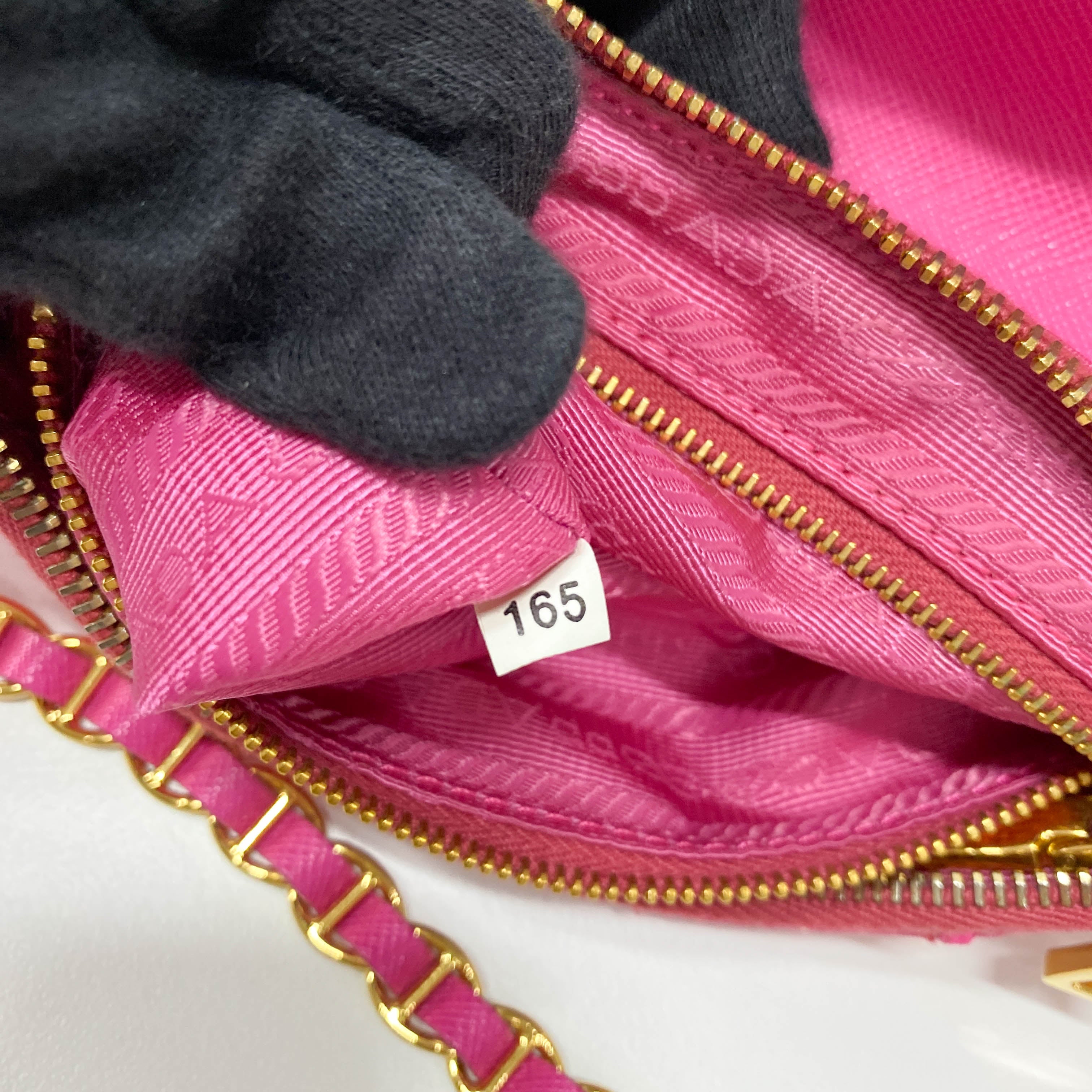 Pink Nylon Mini Chain Shoulder Bag