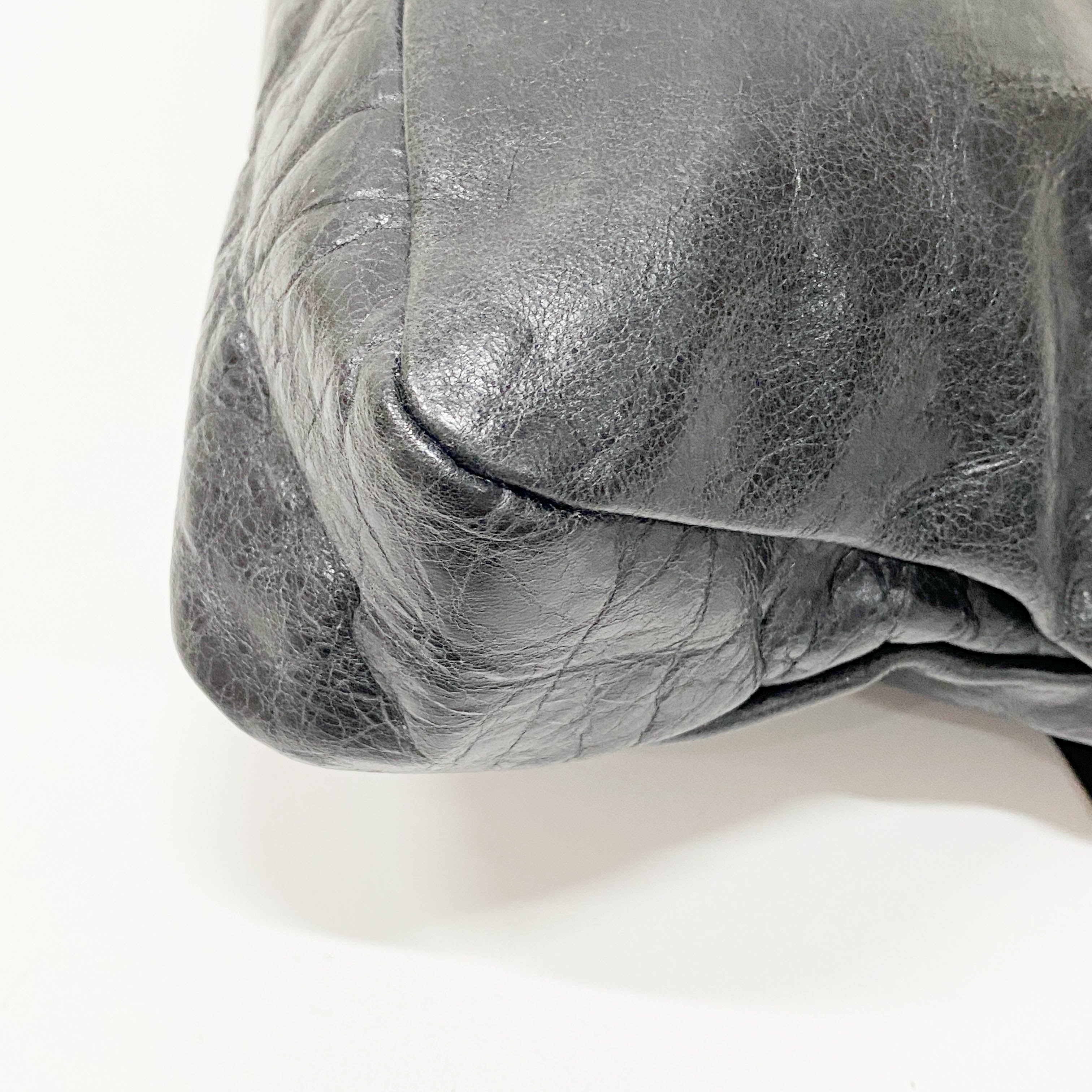 The First Black Leather Two Way Bag