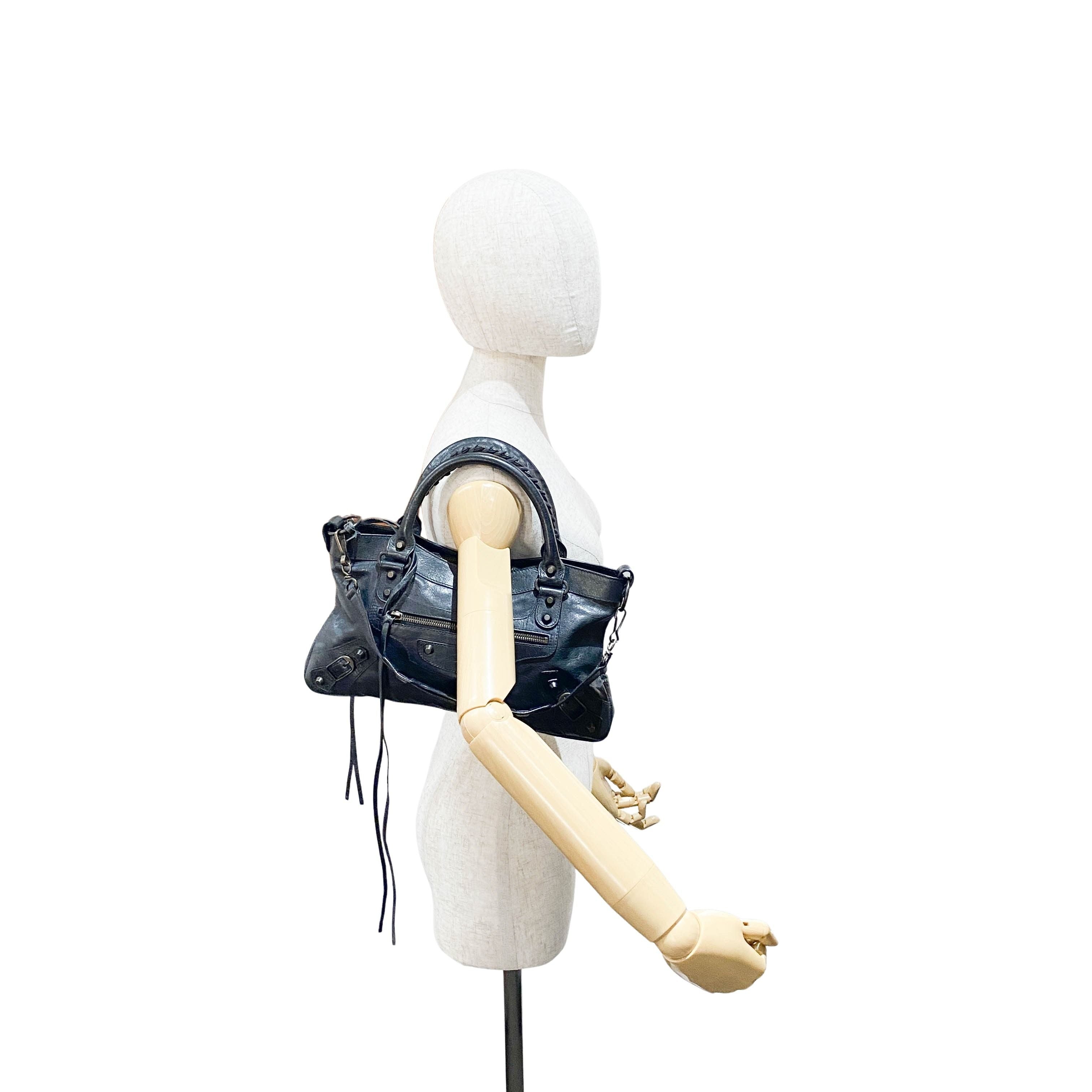 The First Black Leather Two Way Bag