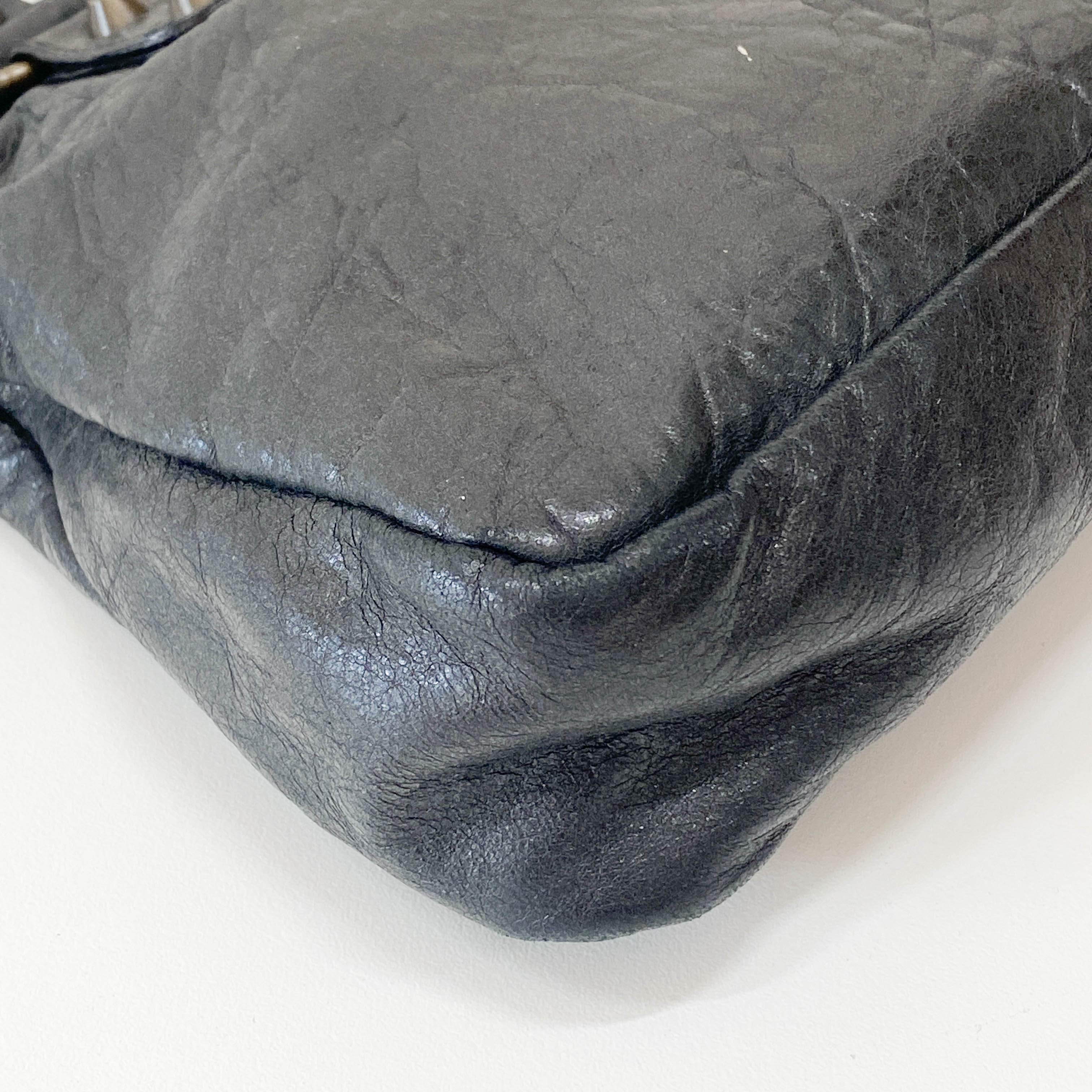 The First Black Leather Handlebag