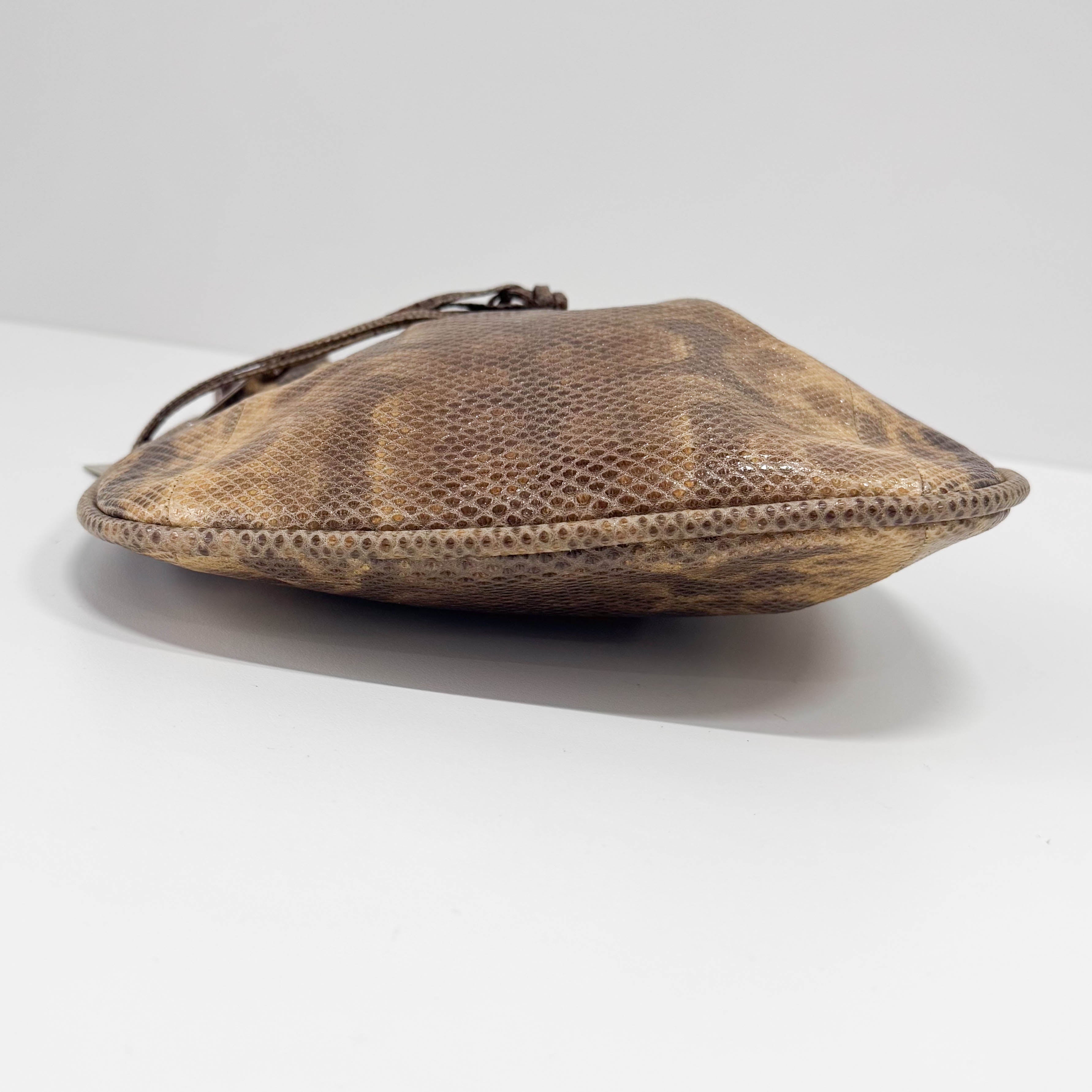 Yellow Python Embossed Leather Shoulder Bag