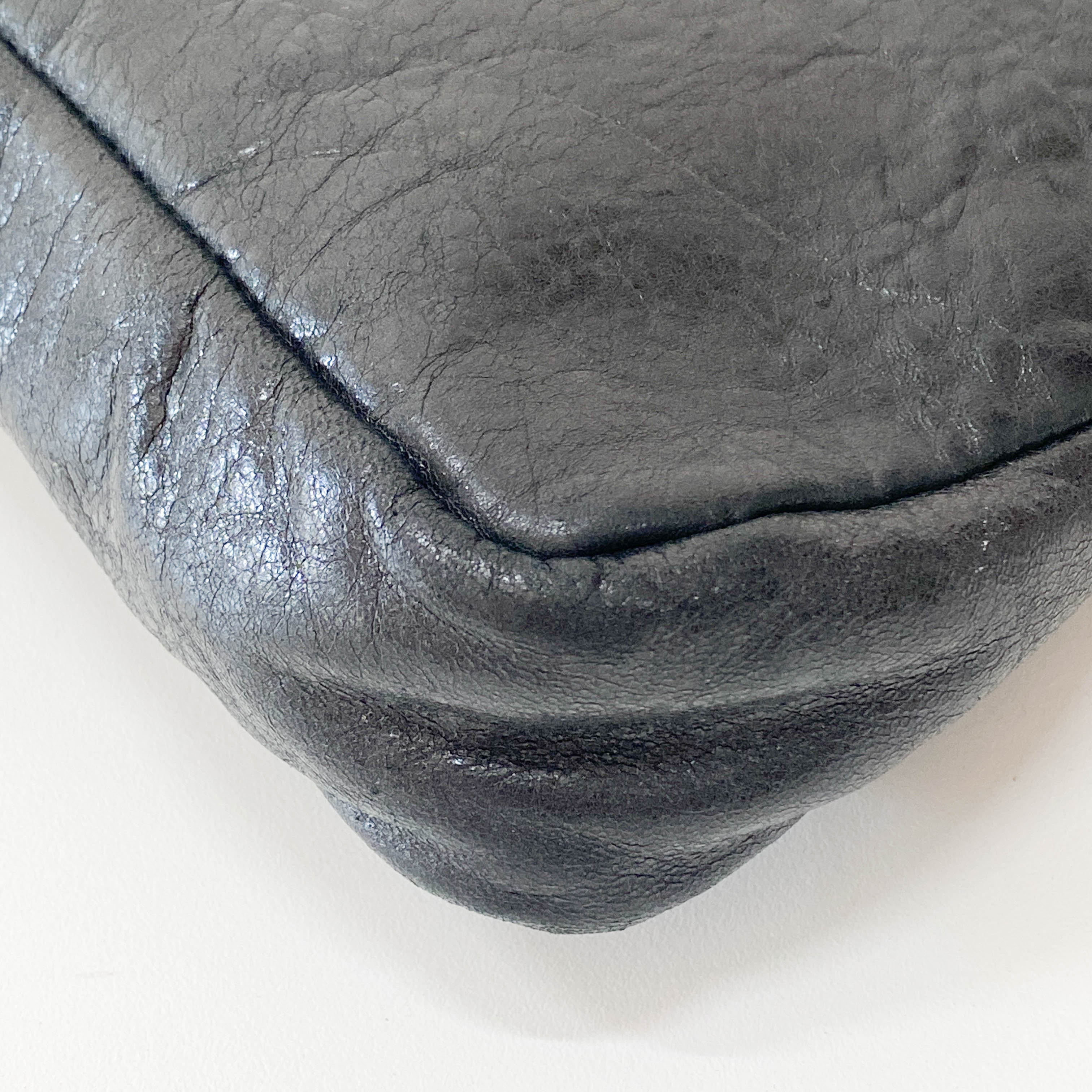 The First Black Leather Handlebag