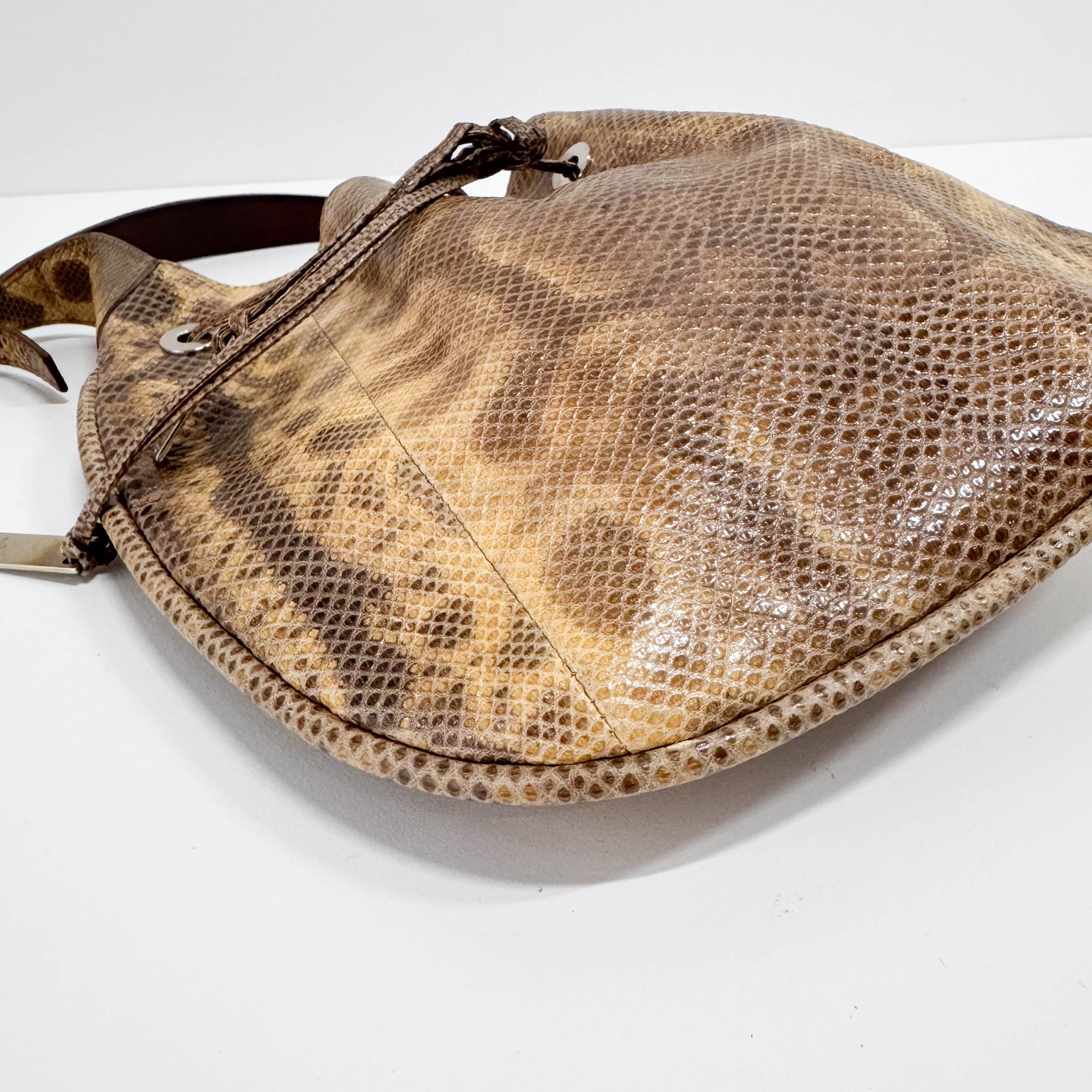 Yellow Python Embossed Leather Shoulder Bag