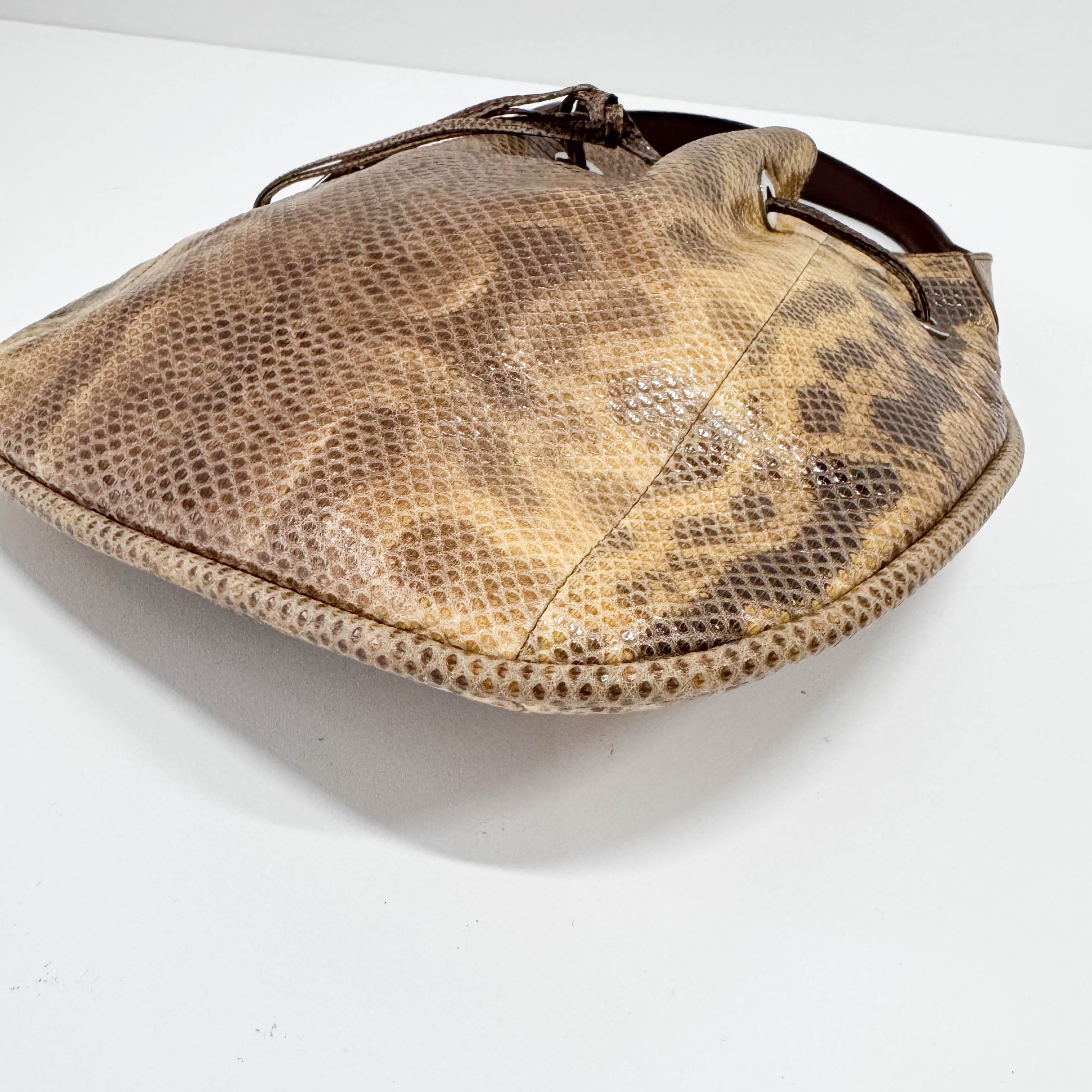 Yellow Python Embossed Leather Shoulder Bag