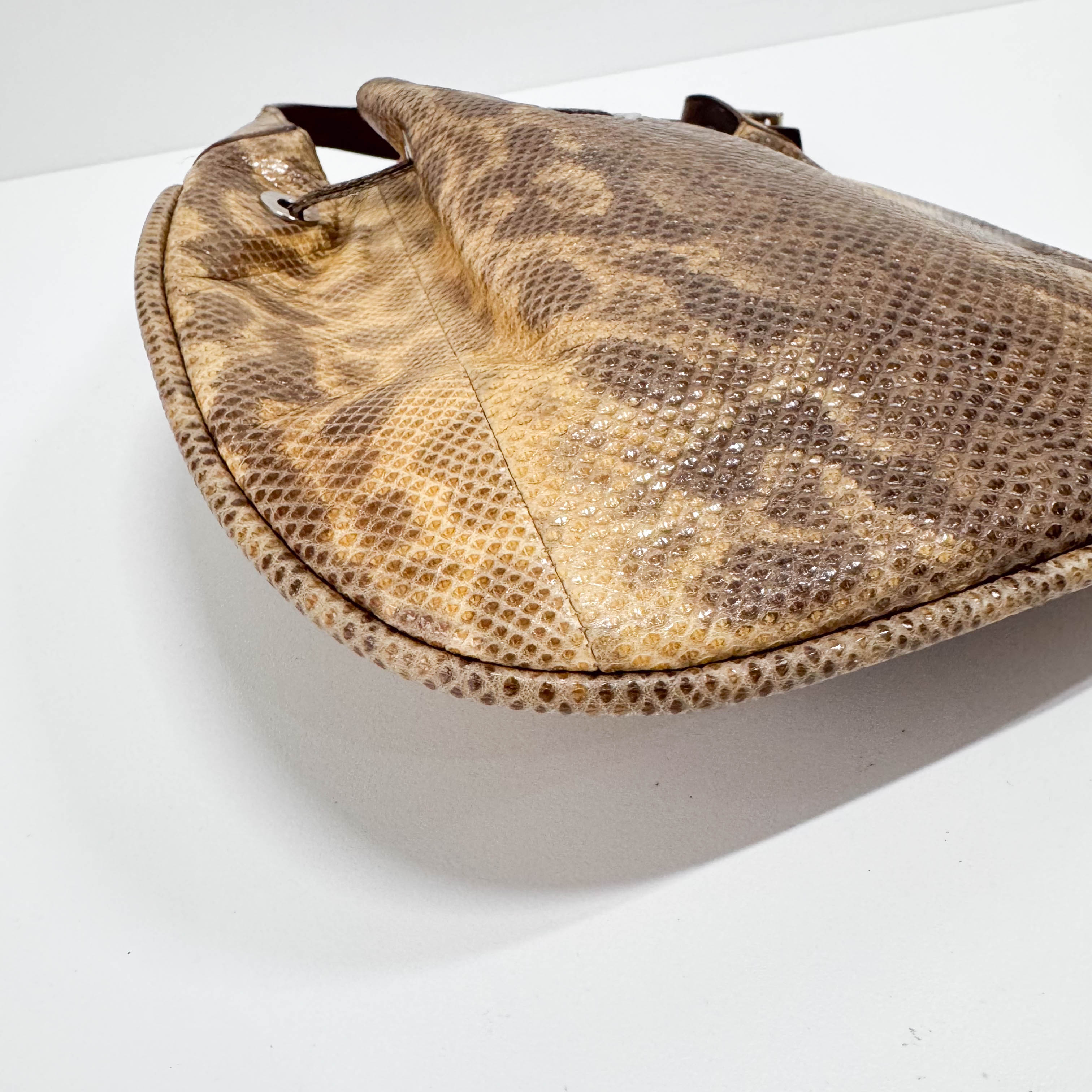 Yellow Python Embossed Leather Shoulder Bag