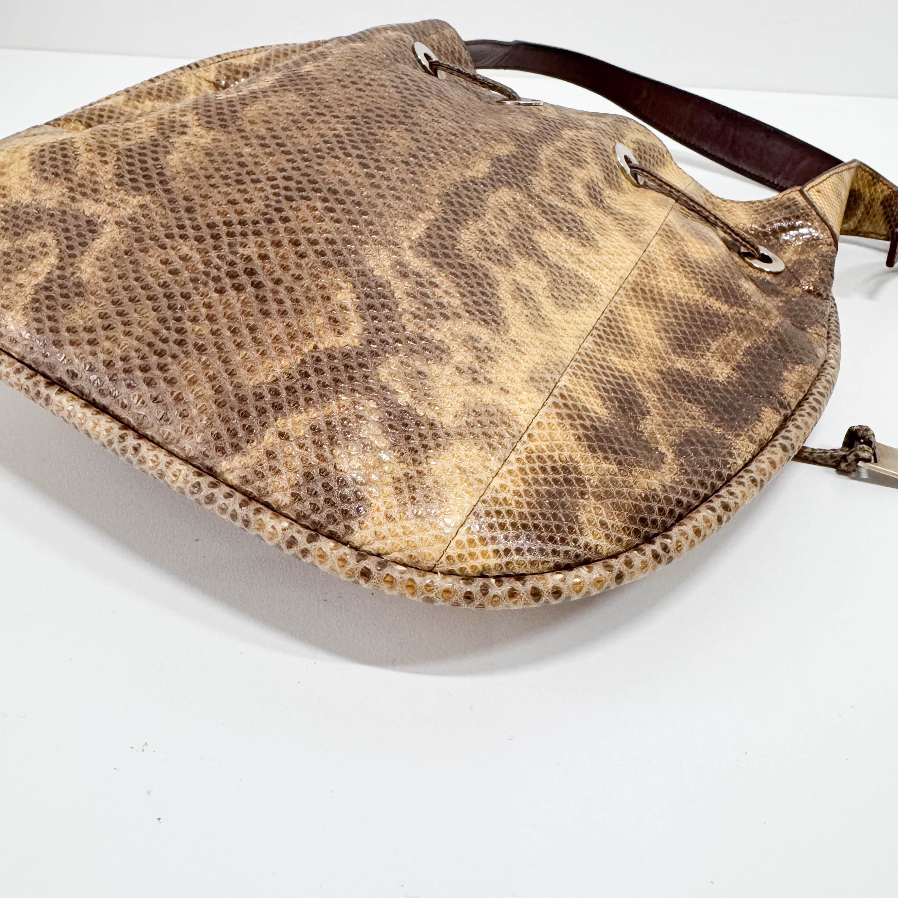 Yellow Python Embossed Leather Shoulder Bag