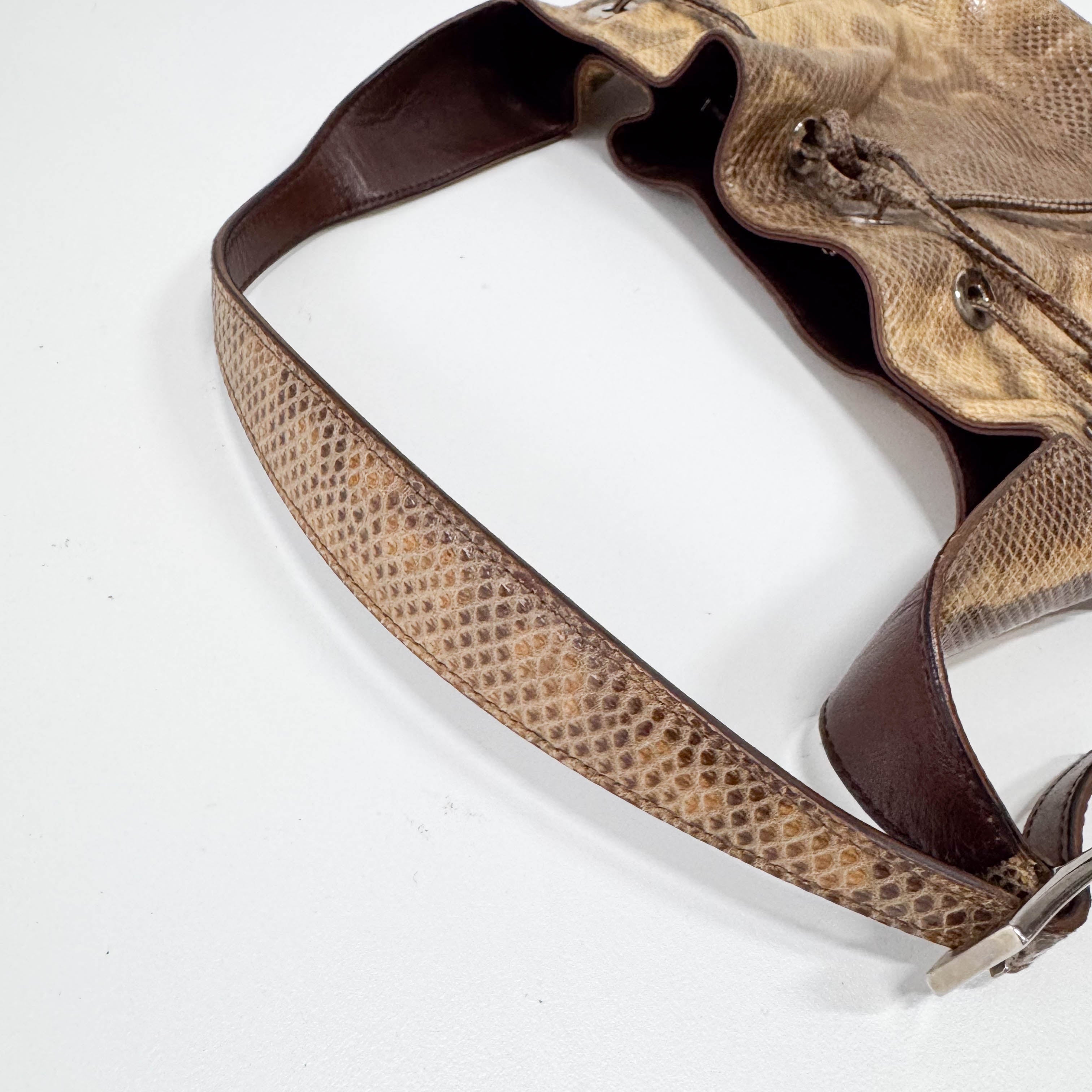 Yellow Python Embossed Leather Shoulder Bag