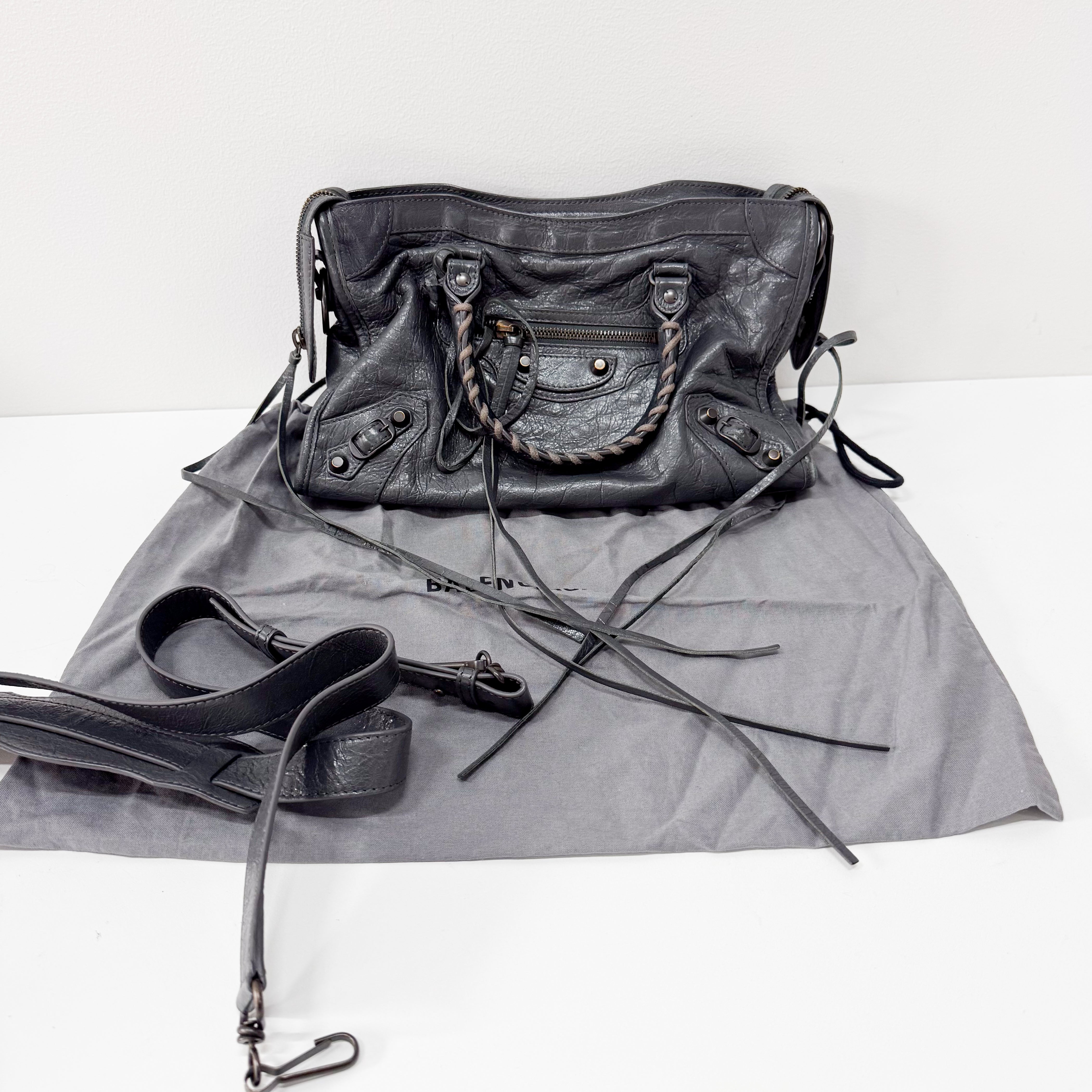 The First Grey Calfskin Leather Two Way Bag