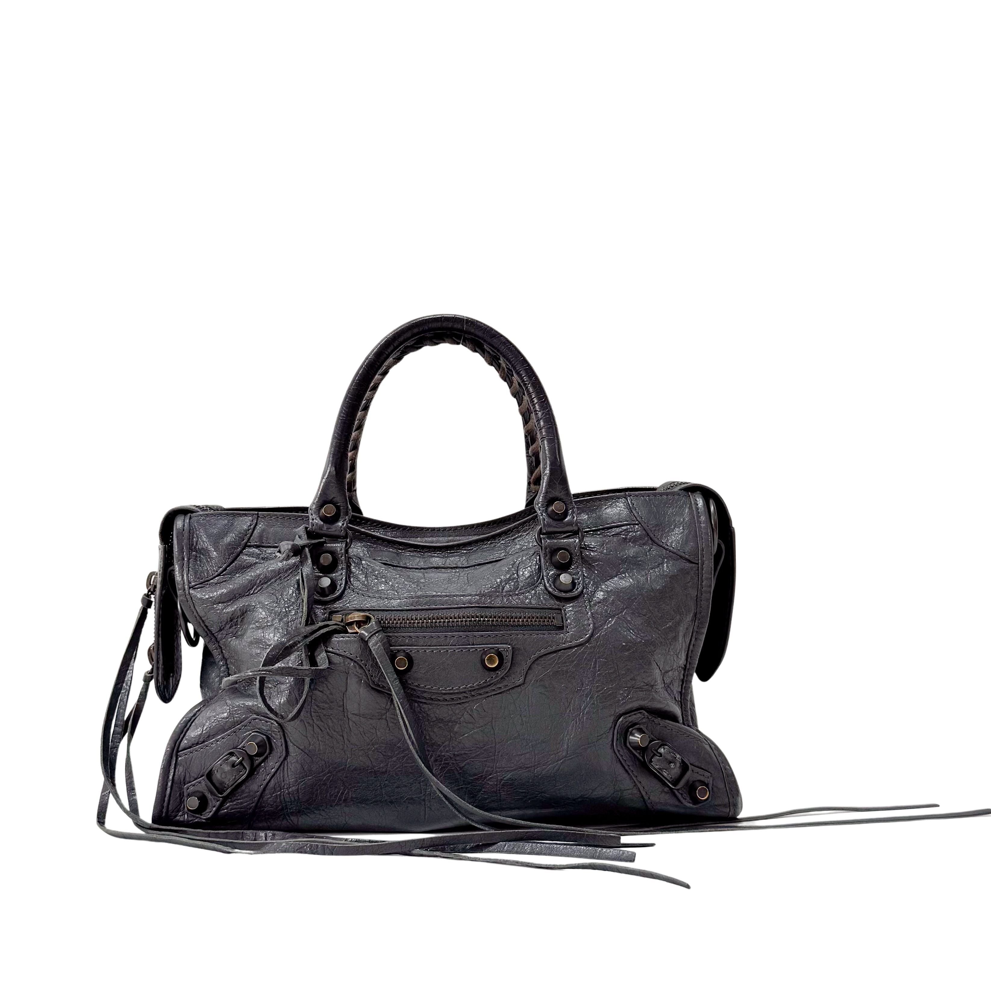 The First Grey Calfskin Leather Two Way Bag