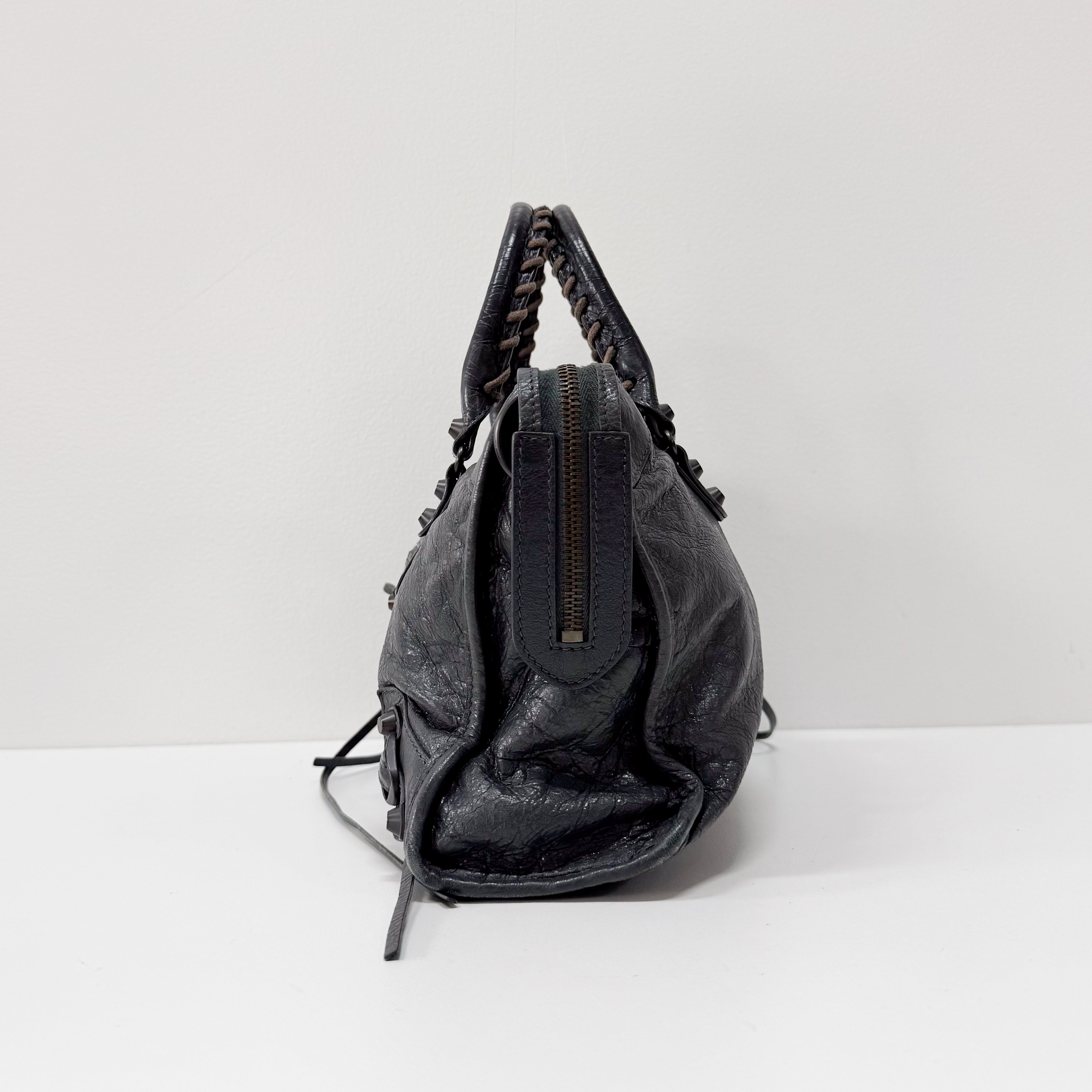 The First Grey Calfskin Leather Two Way Bag