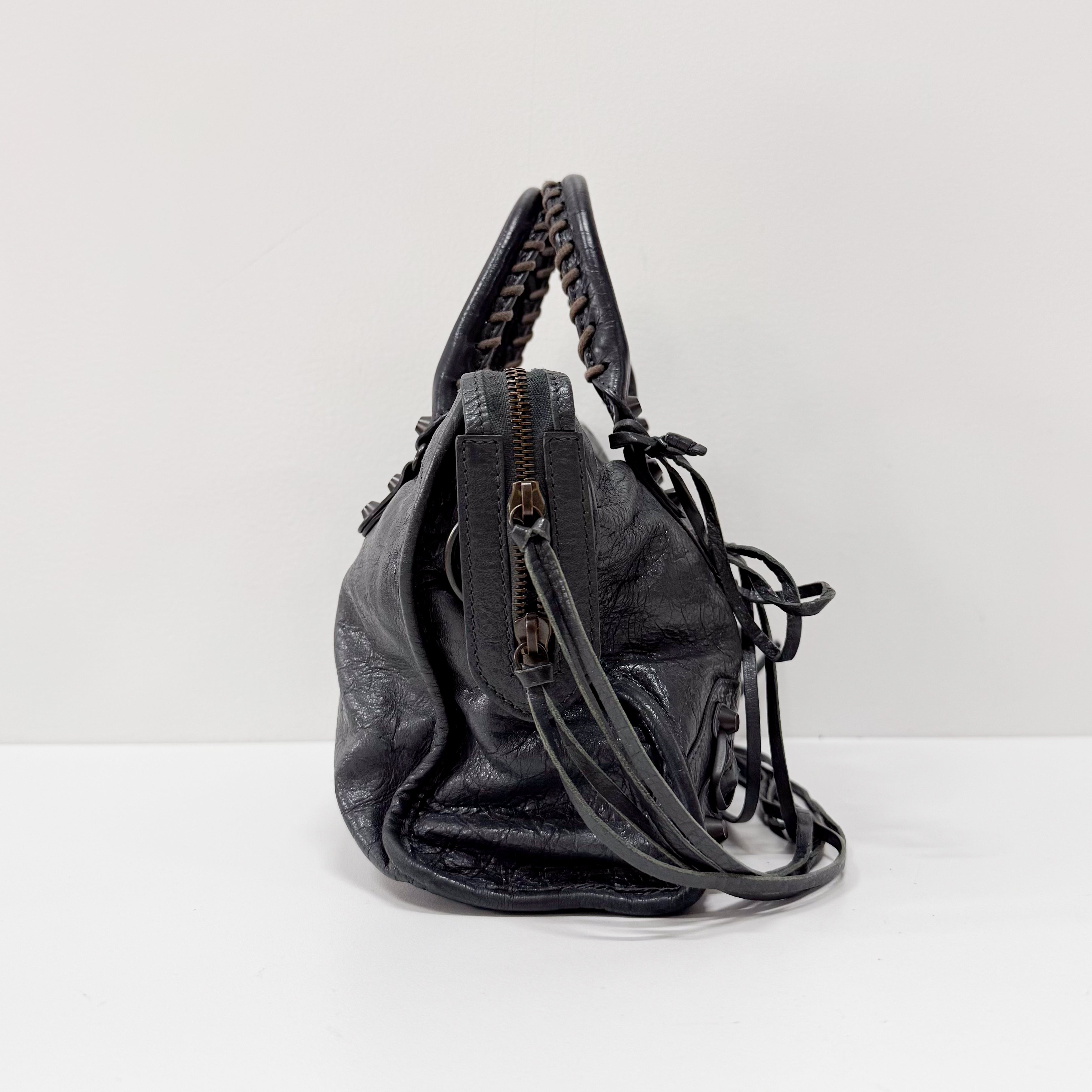 The First Grey Calfskin Leather Two Way Bag