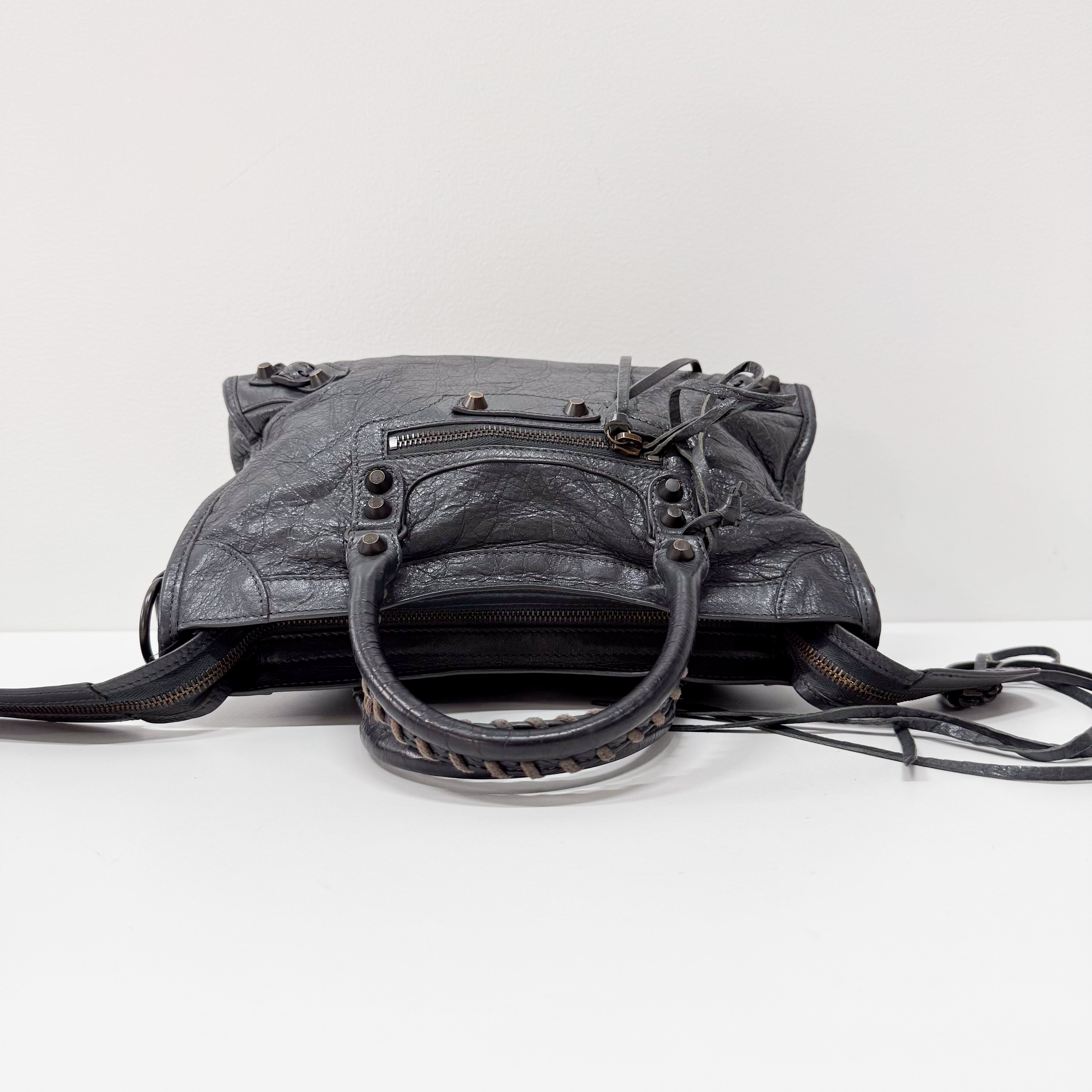 The First Grey Calfskin Leather Two Way Bag