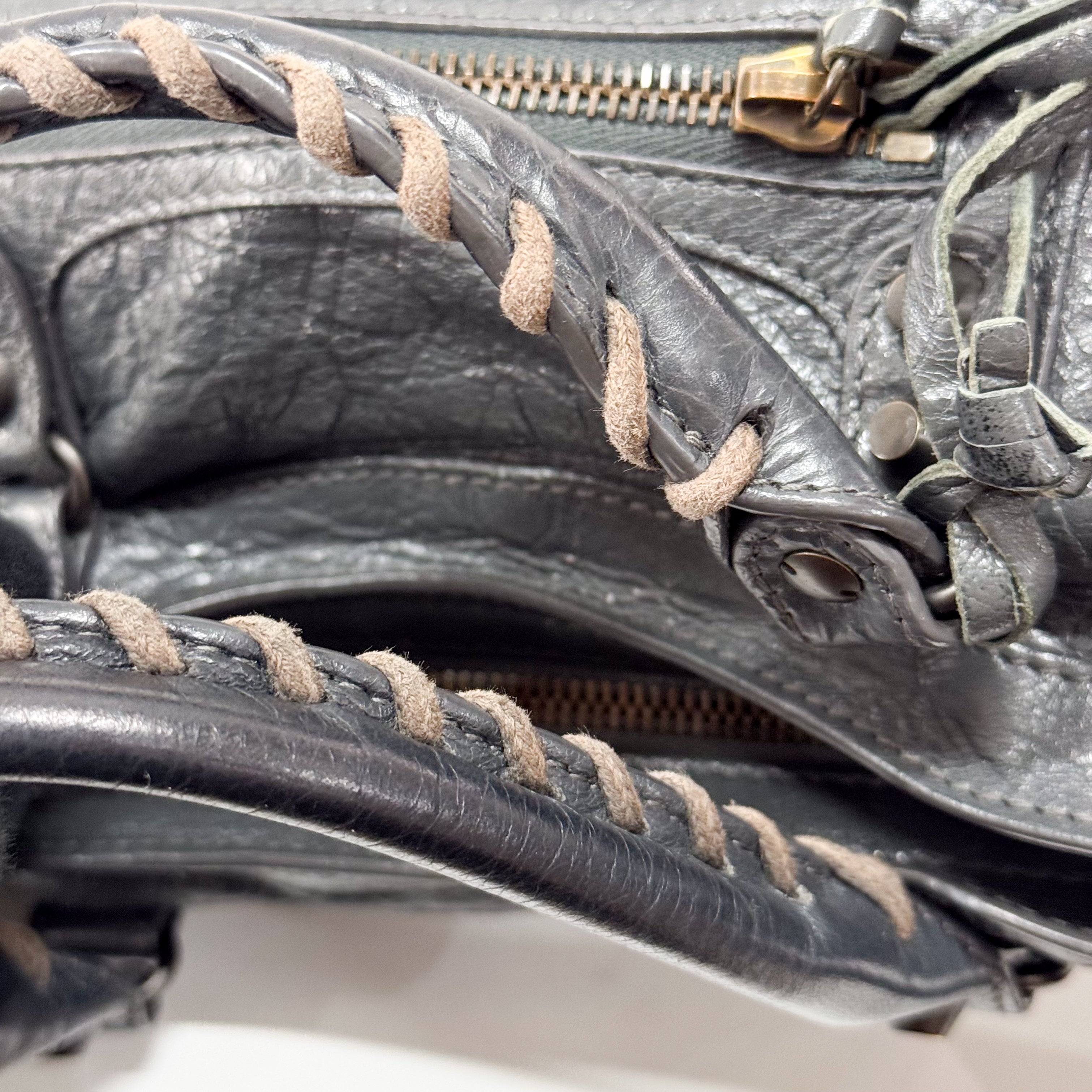 The First Grey Calfskin Leather Two Way Bag