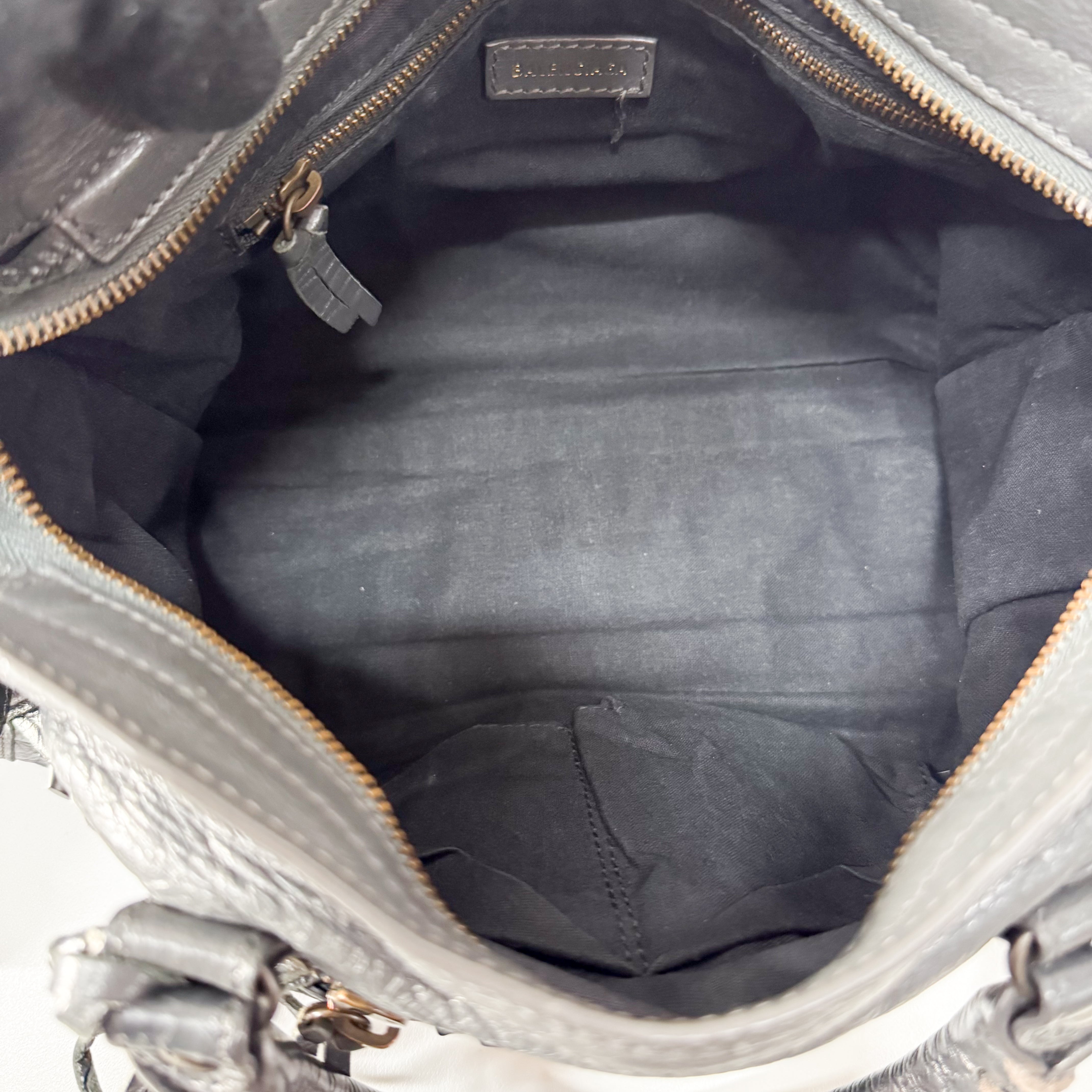 The First Grey Calfskin Leather Two Way Bag