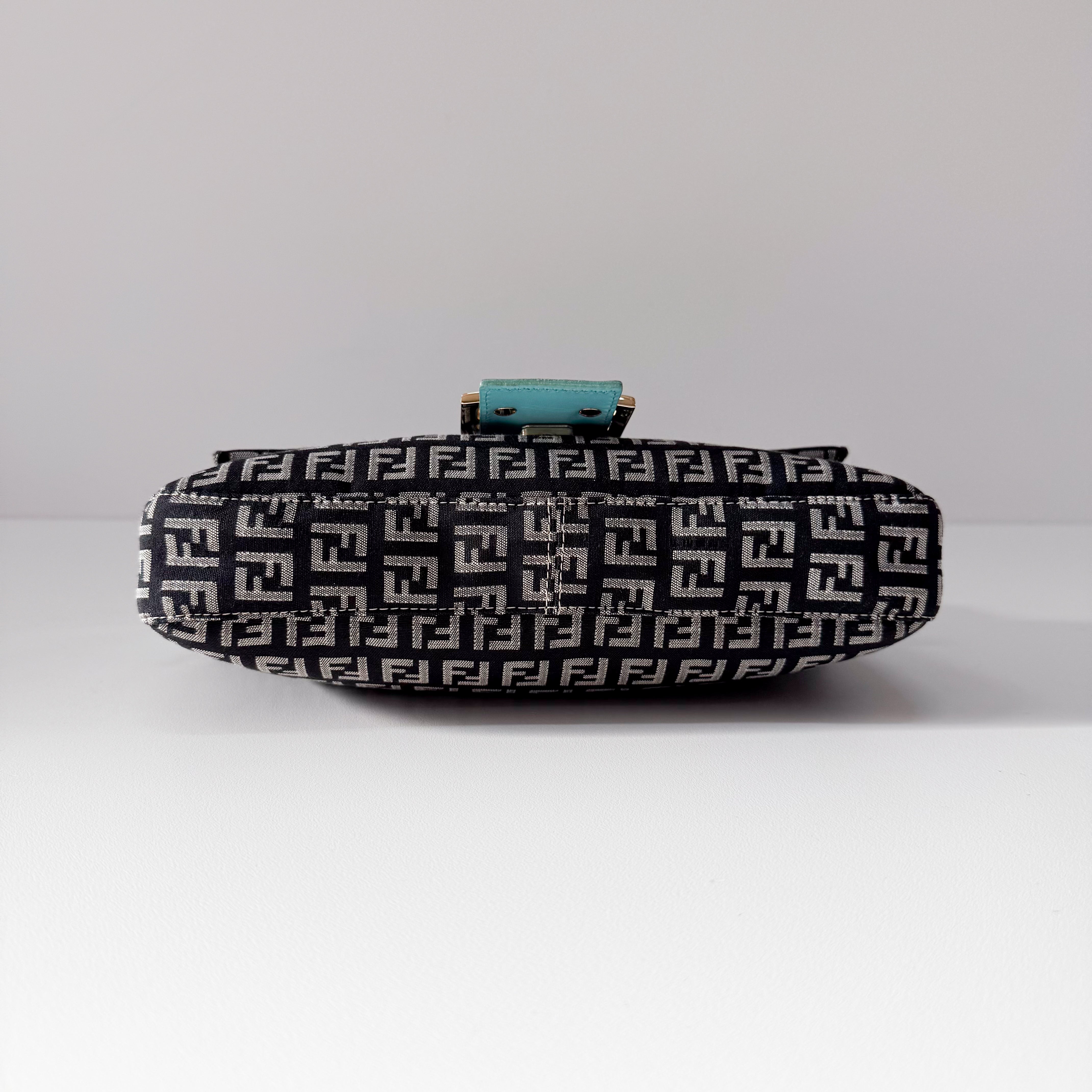 Zucchino Baguette Black & Turquoise Canvas Shoulder Bag