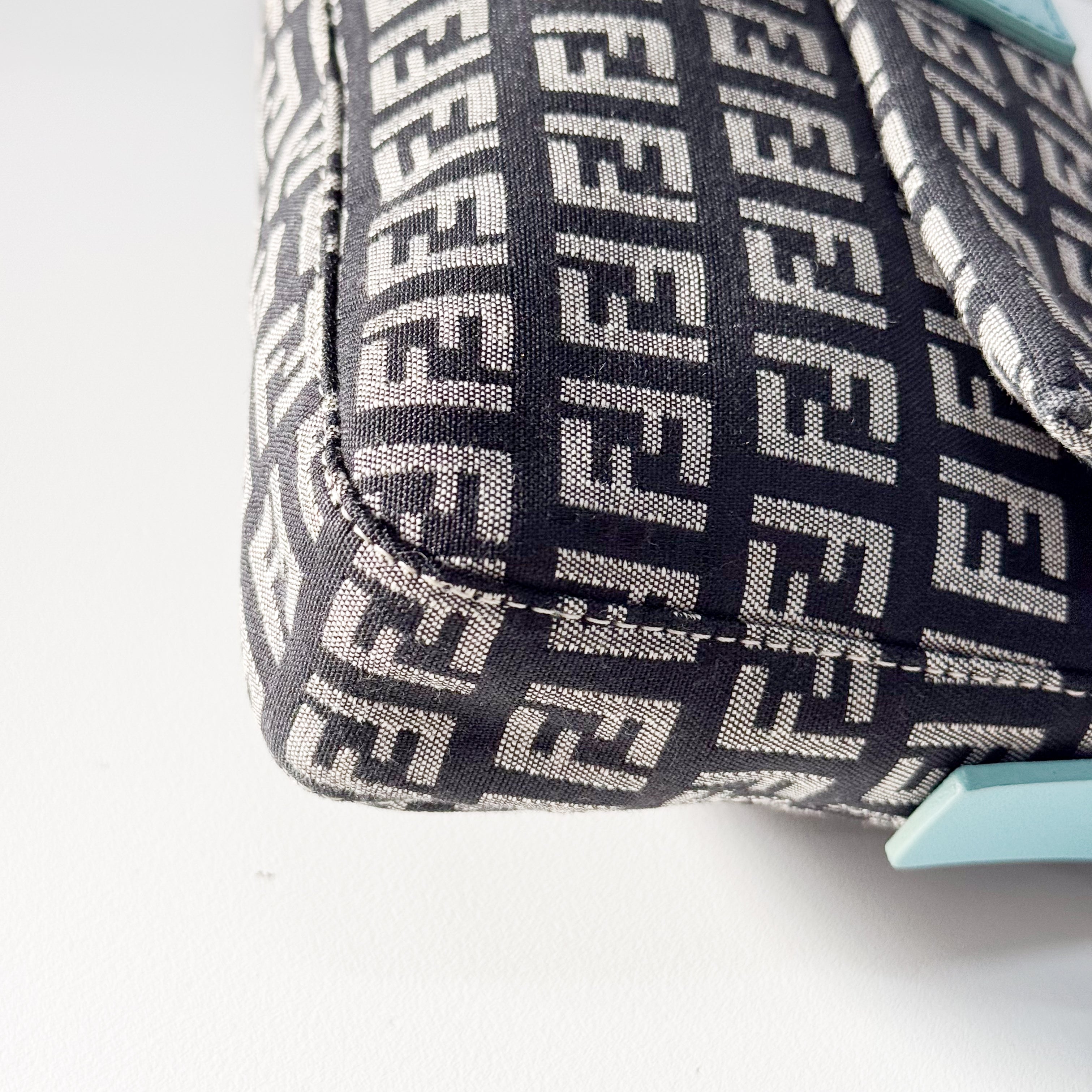 Zucchino Baguette Black & Turquoise Canvas Shoulder Bag