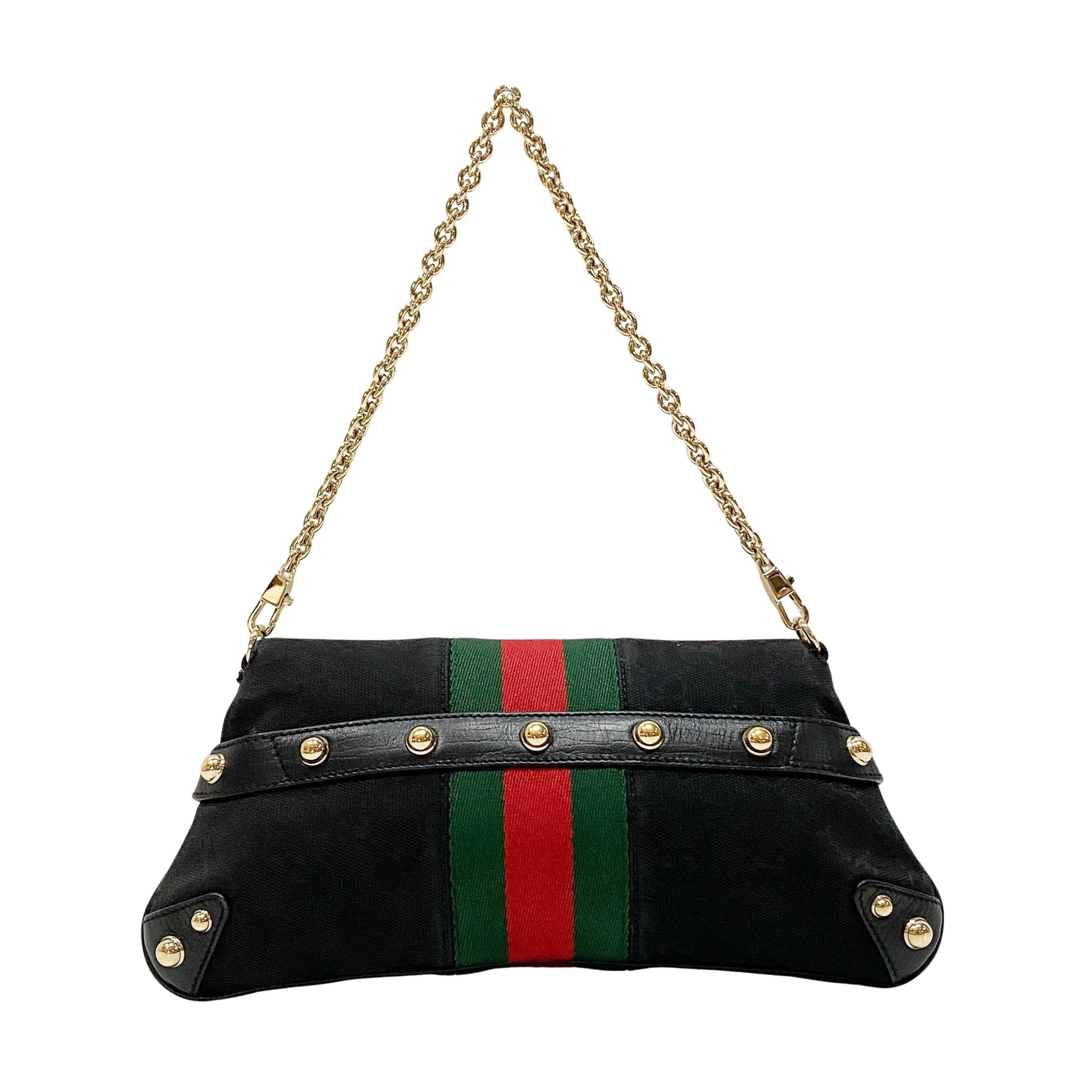 Horsebit Black GG Canvas Chain Shoulder Bag