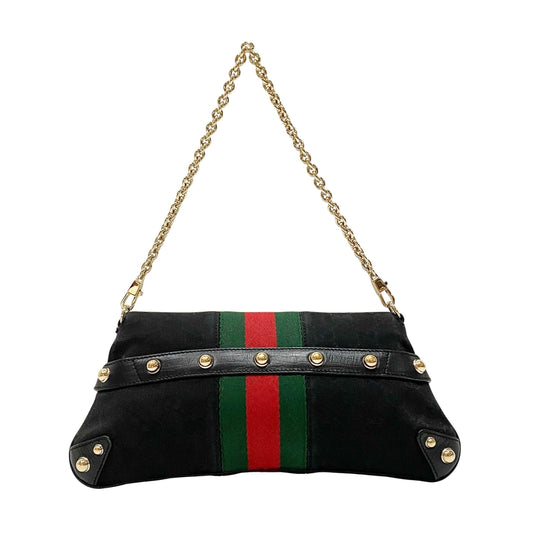 Horsebit Black GG Canvas Chain Shoulder Bag
