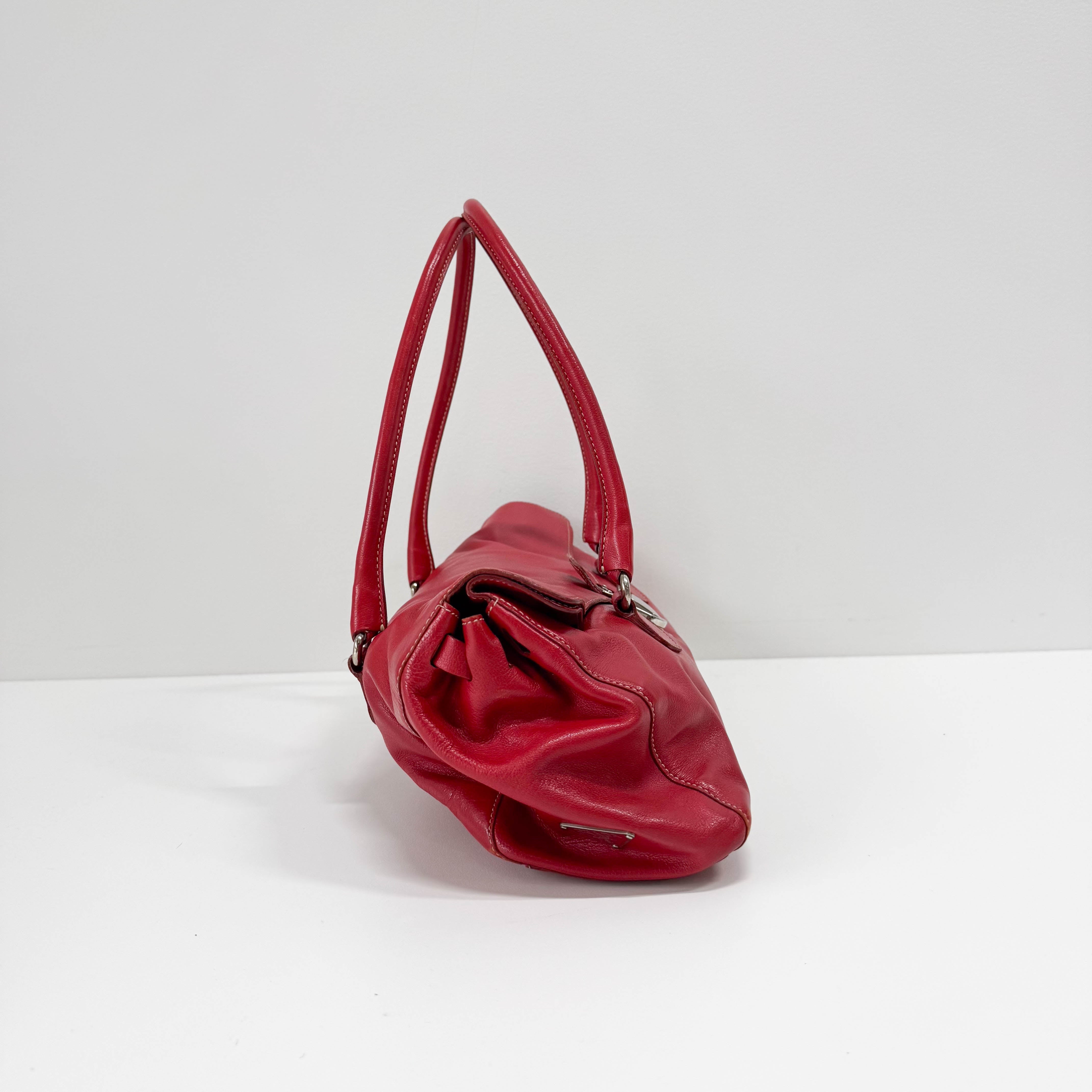 Red Leather Shoulder Bag