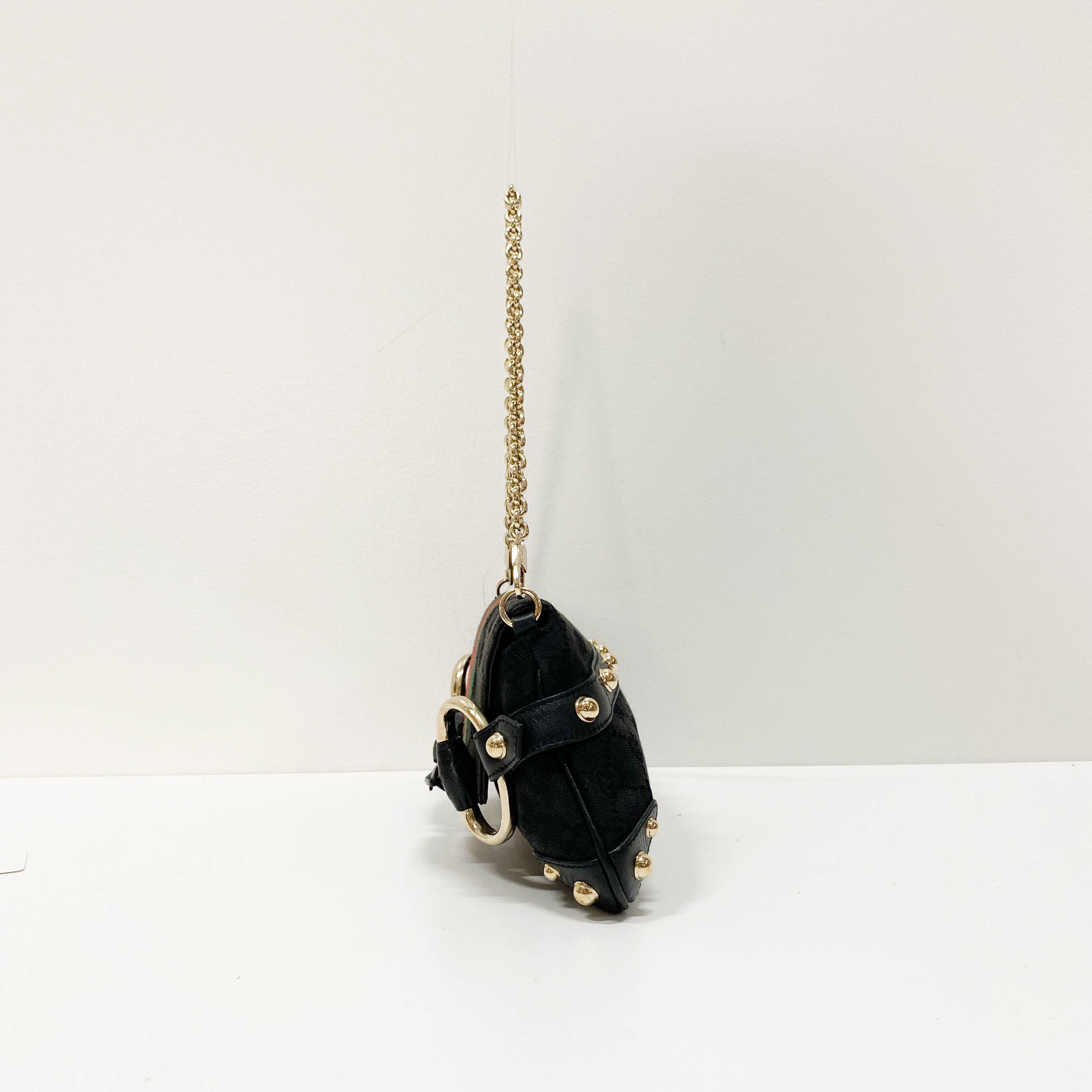 Horsebit Black GG Canvas Chain Shoulder Bag