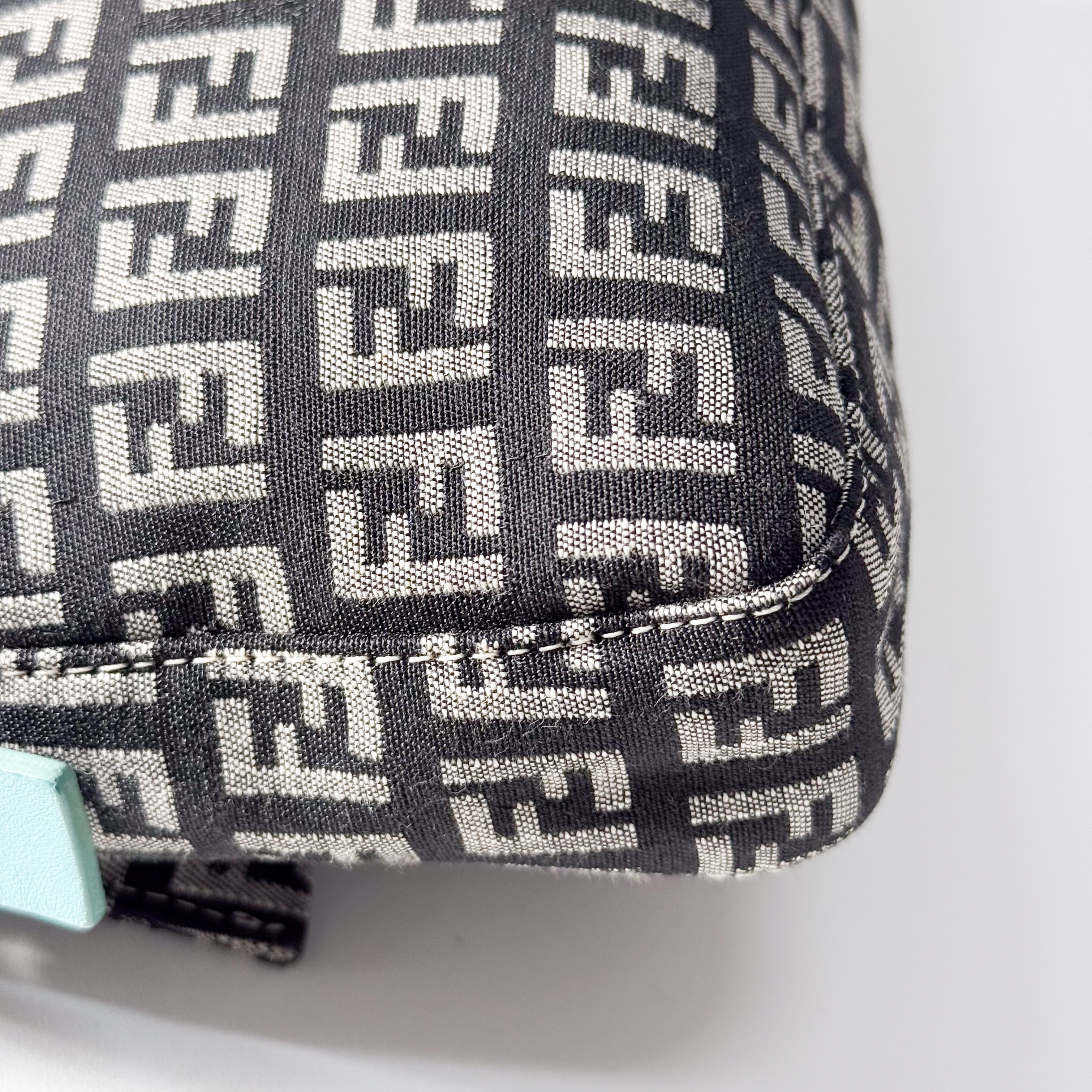 Zucchino Baguette Black & Turquoise Canvas Shoulder Bag