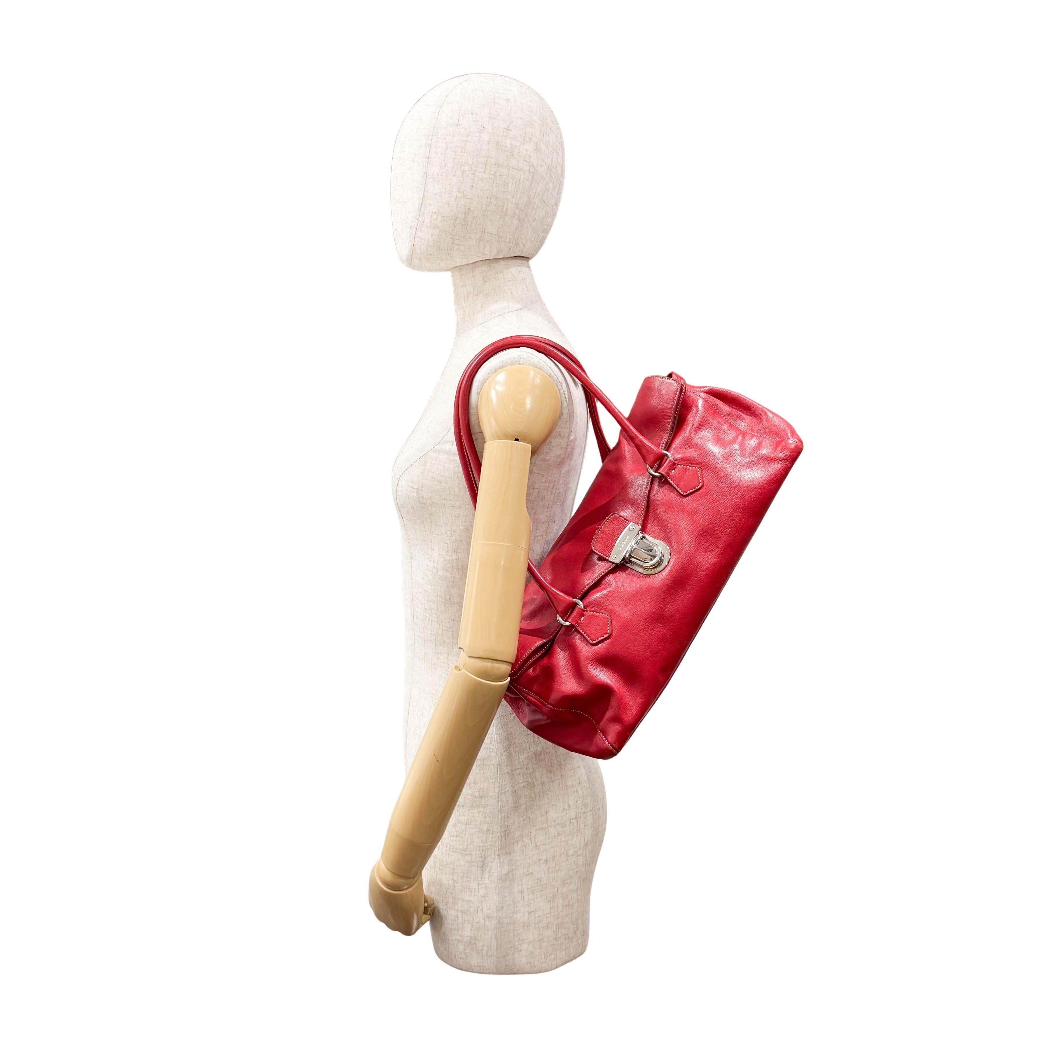 Red Leather Shoulder Bag