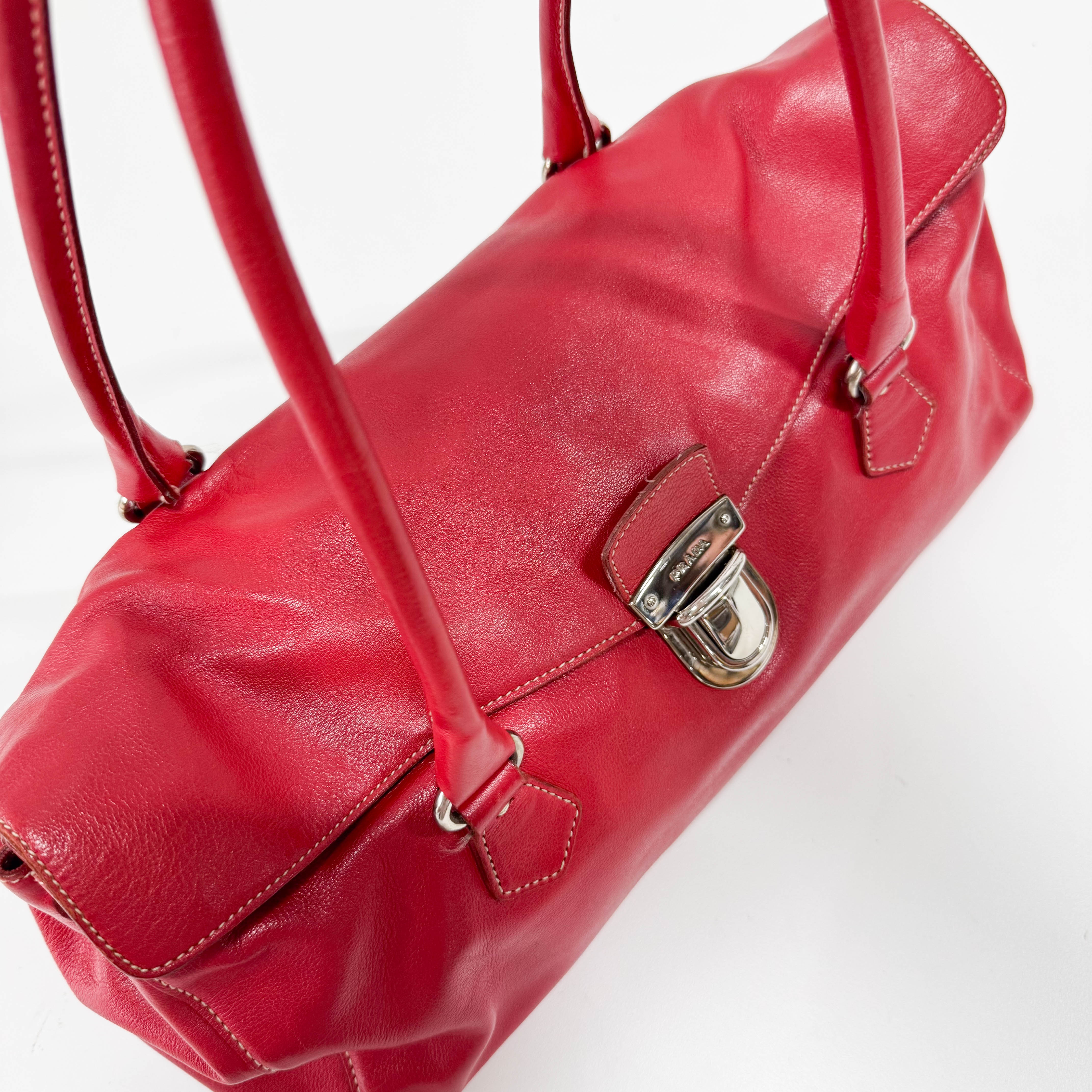 Red Leather Shoulder Bag