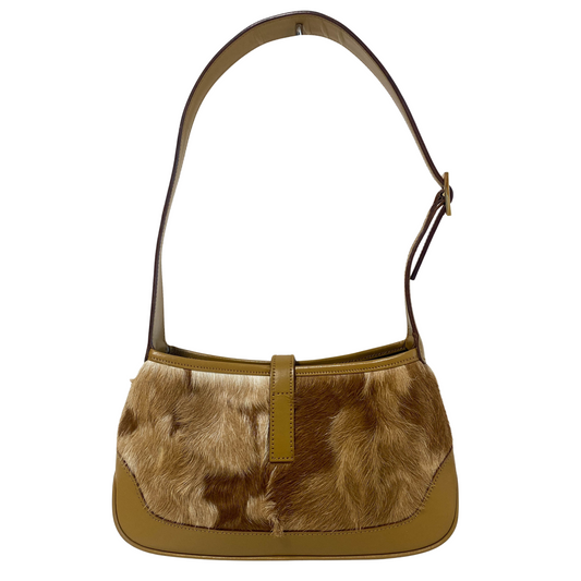 Jackie Brown Leather and Fur Shoulder Bag