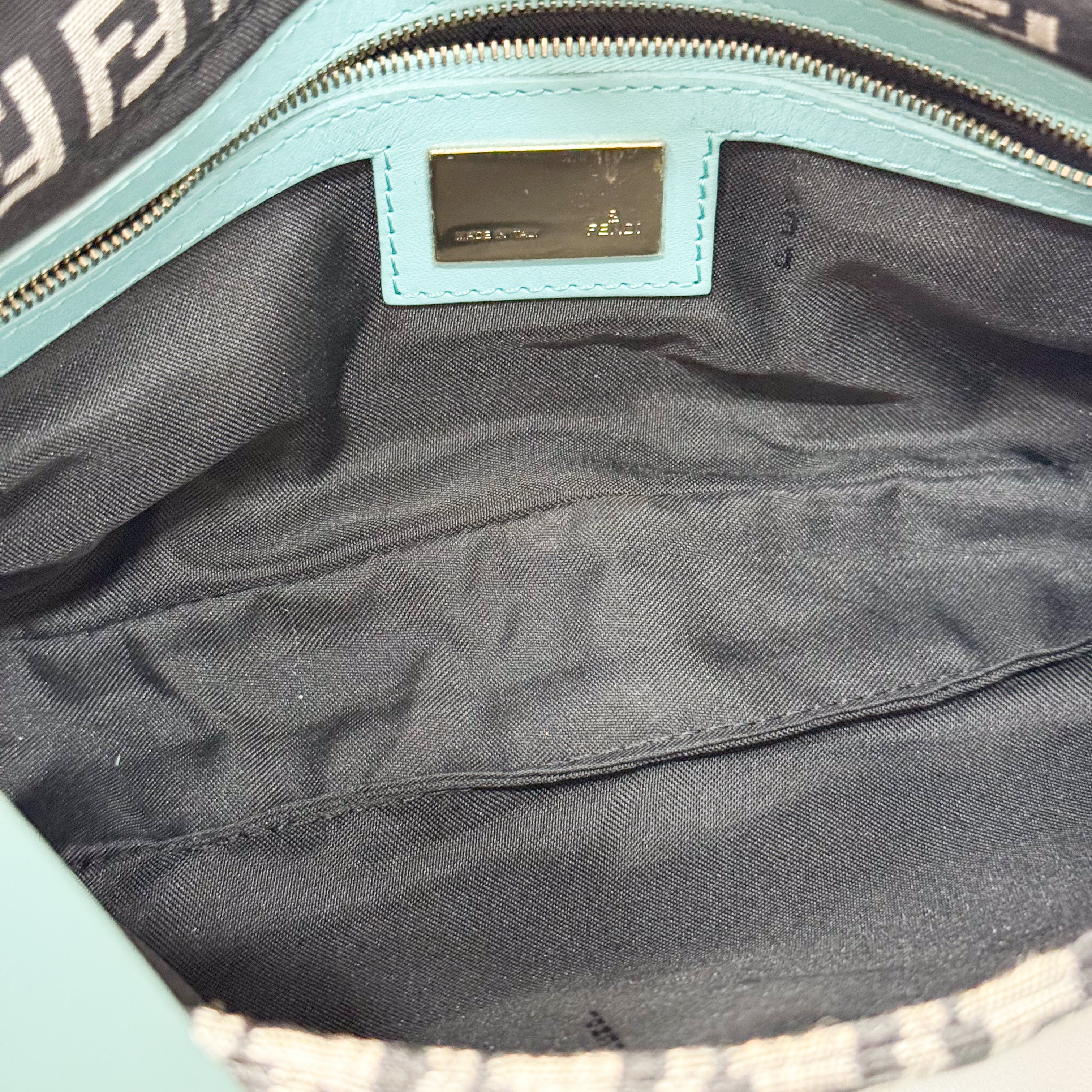 Zucchino Baguette Black & Turquoise Canvas Shoulder Bag