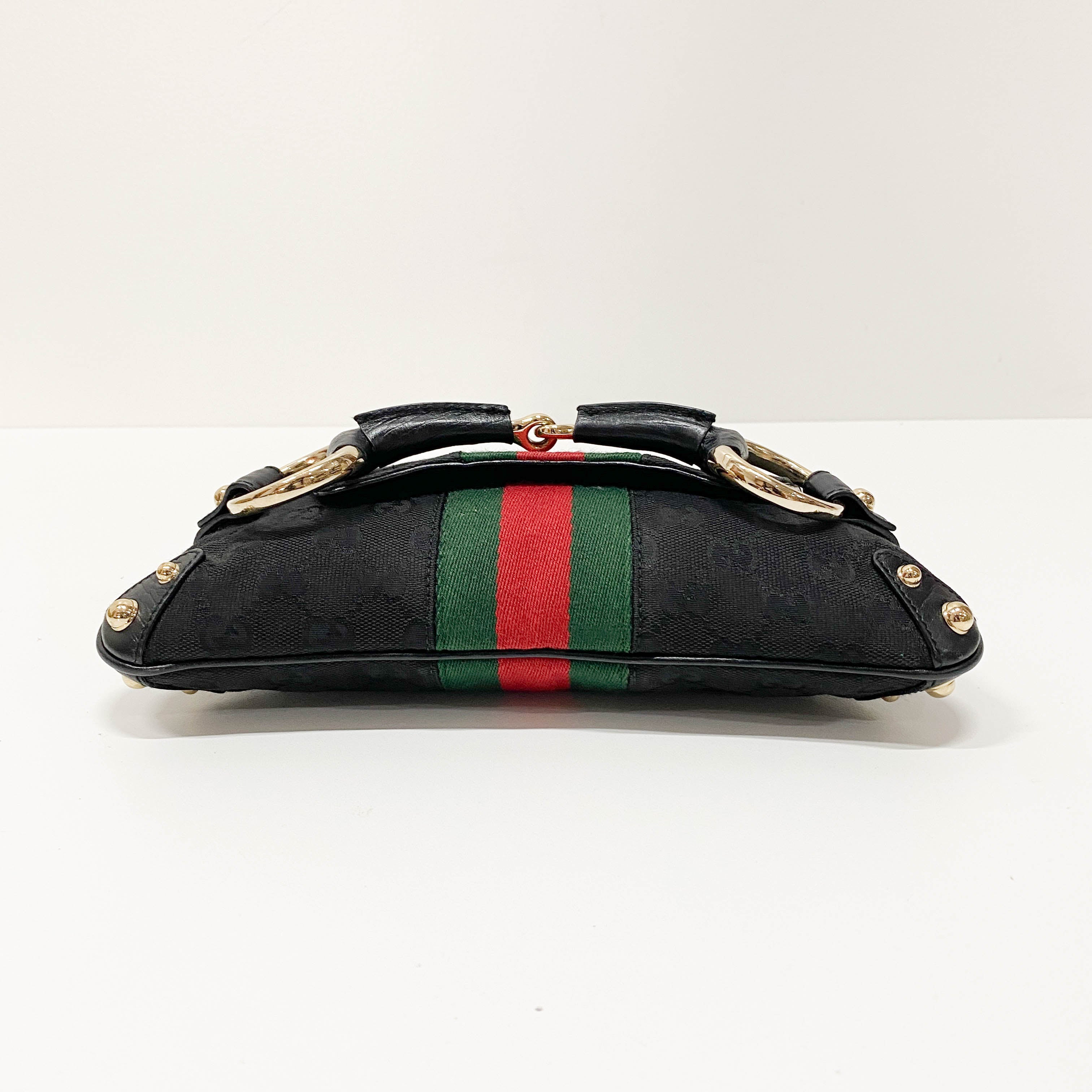 Horsebit Black GG Canvas Chain Shoulder Bag