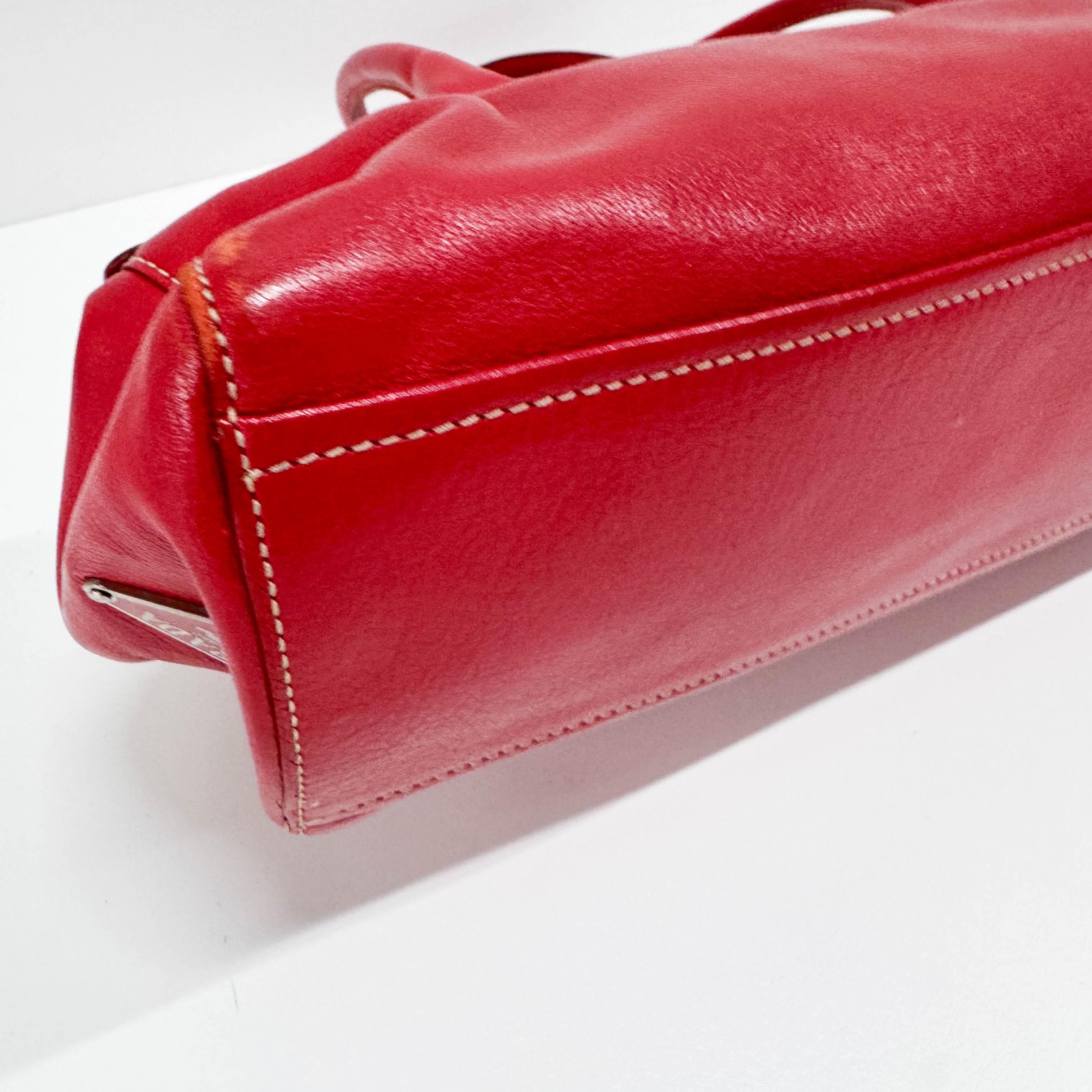 Red Leather Shoulder Bag