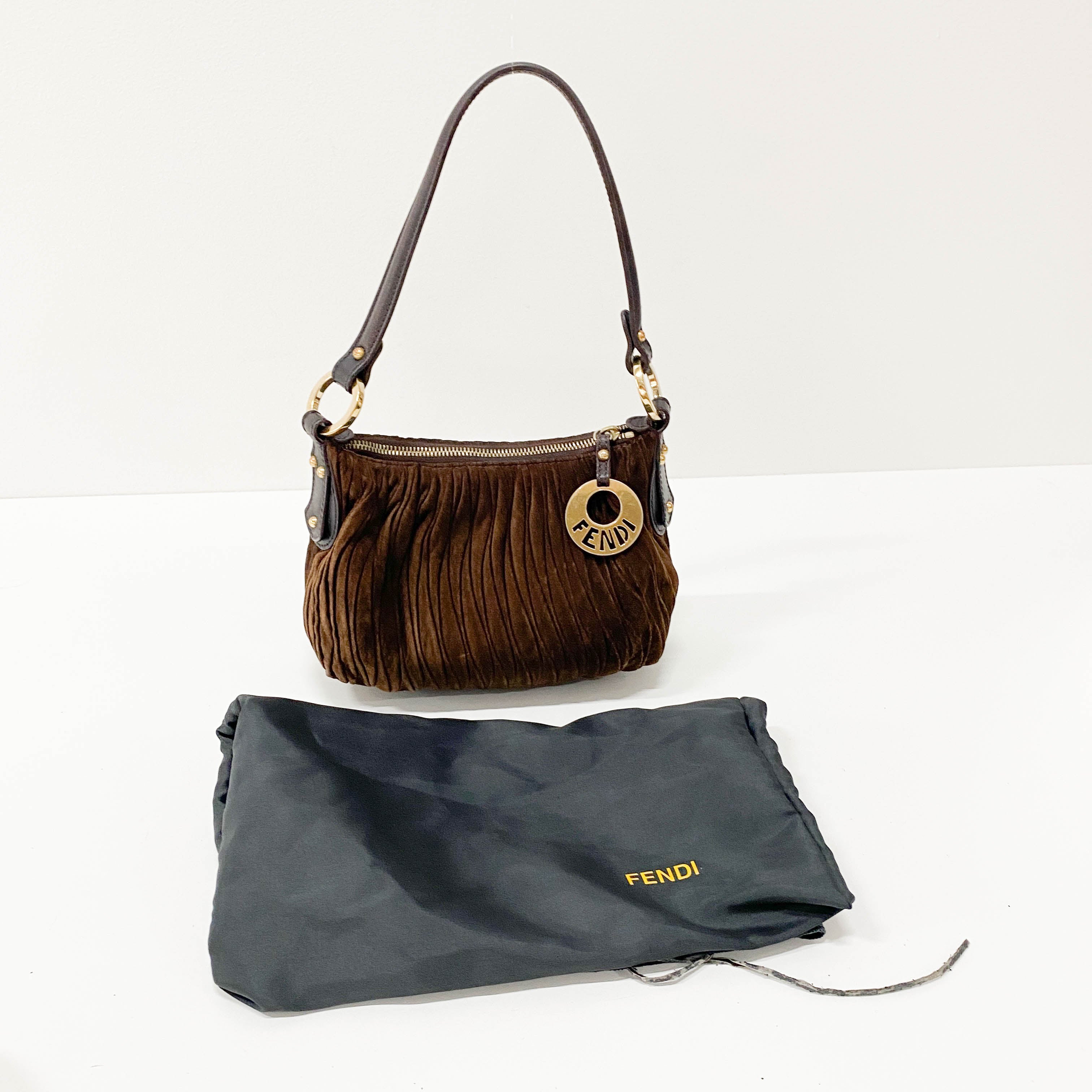 Brown Suede Mini Shoulder Bag