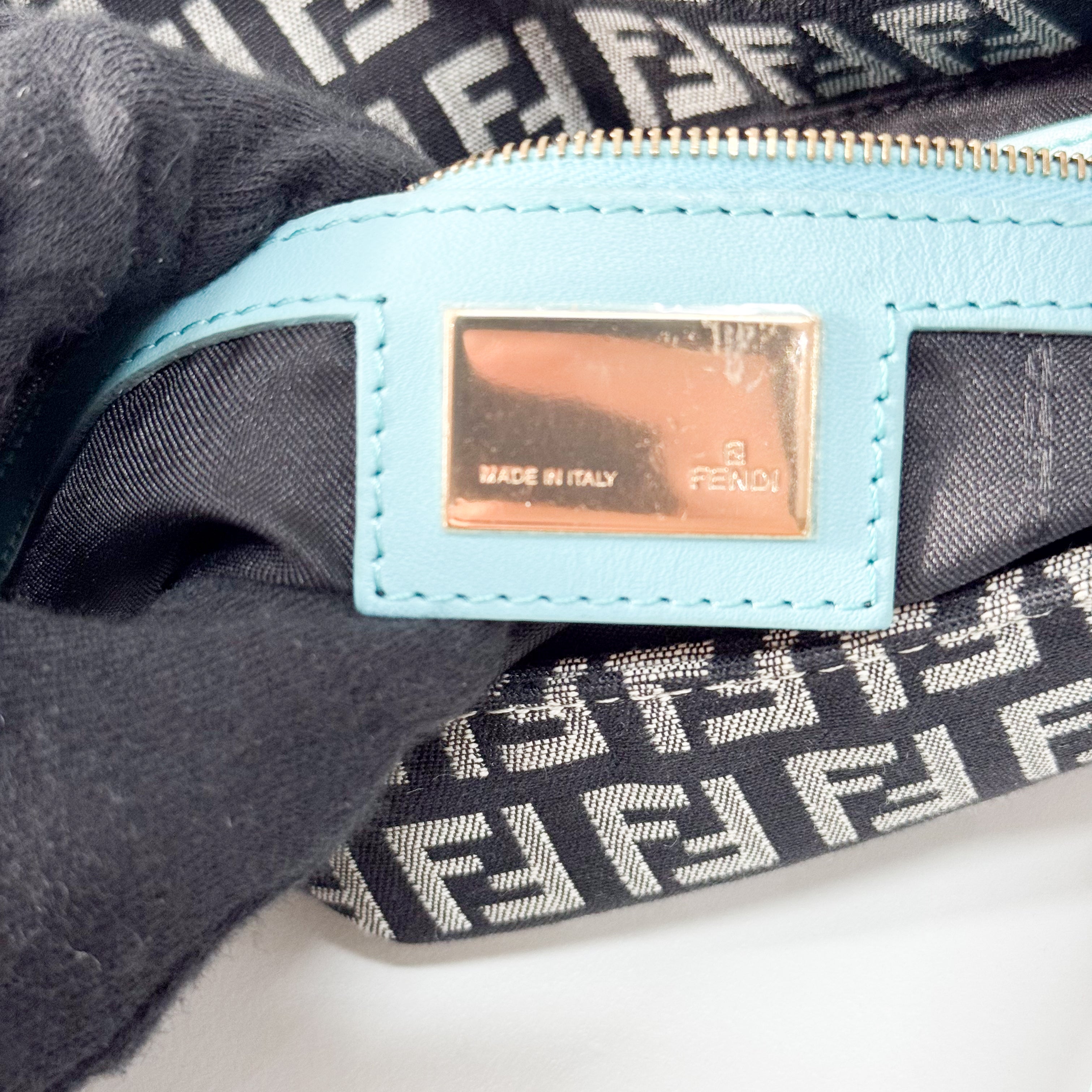 Zucchino Baguette Black & Turquoise Canvas Shoulder Bag