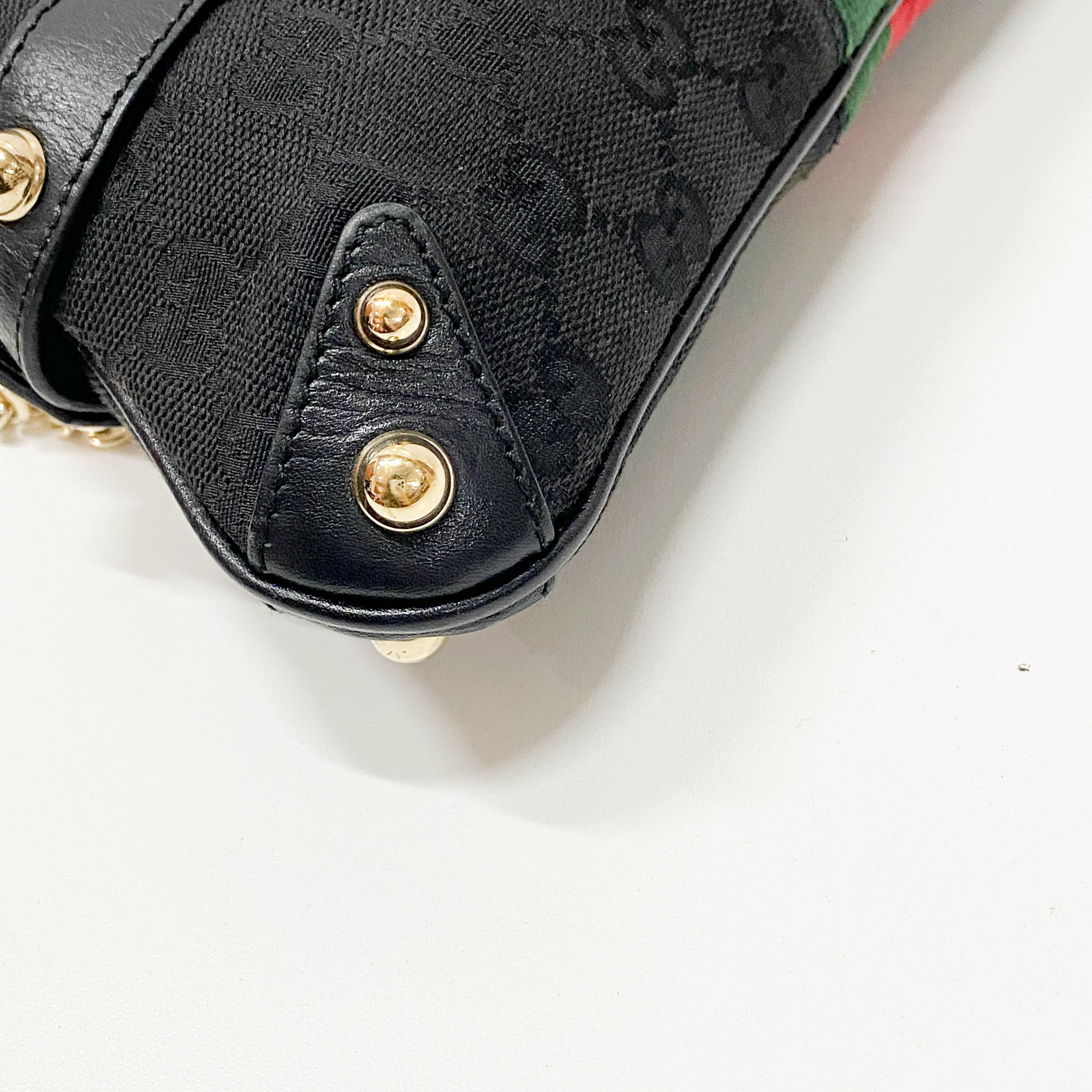 Horsebit Black GG Canvas Chain Shoulder Bag