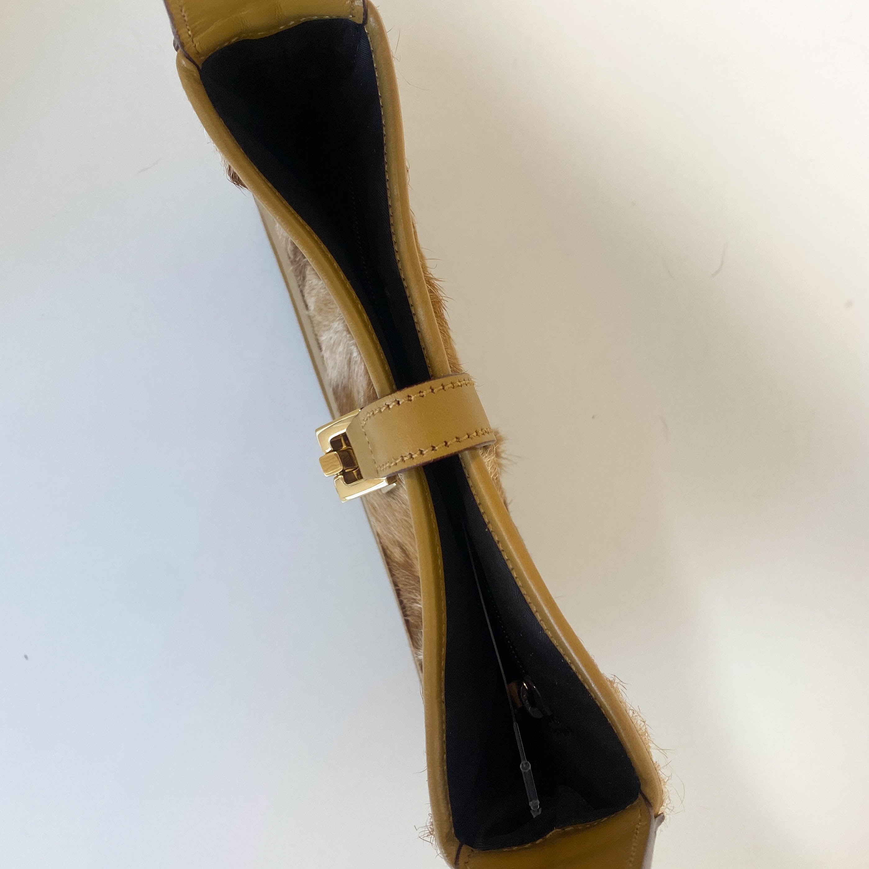 Jackie Brown Leather and Fur Shoulder Bag