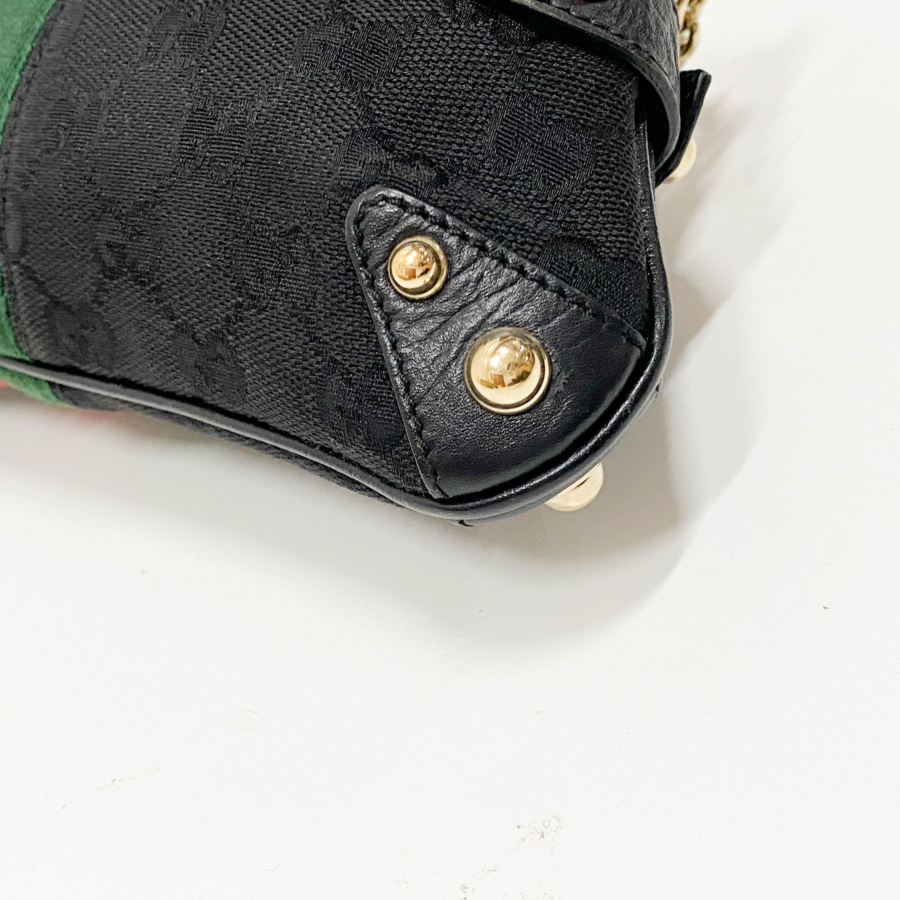 Horsebit Black GG Canvas Chain Shoulder Bag