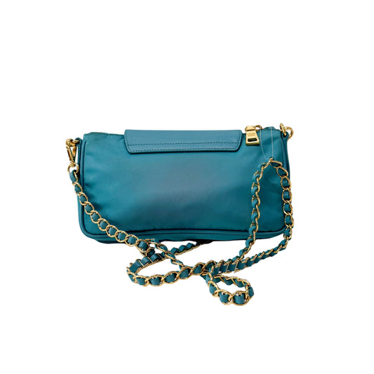 Tessuto & Saffiano Blue Nylon Crossbody Bag