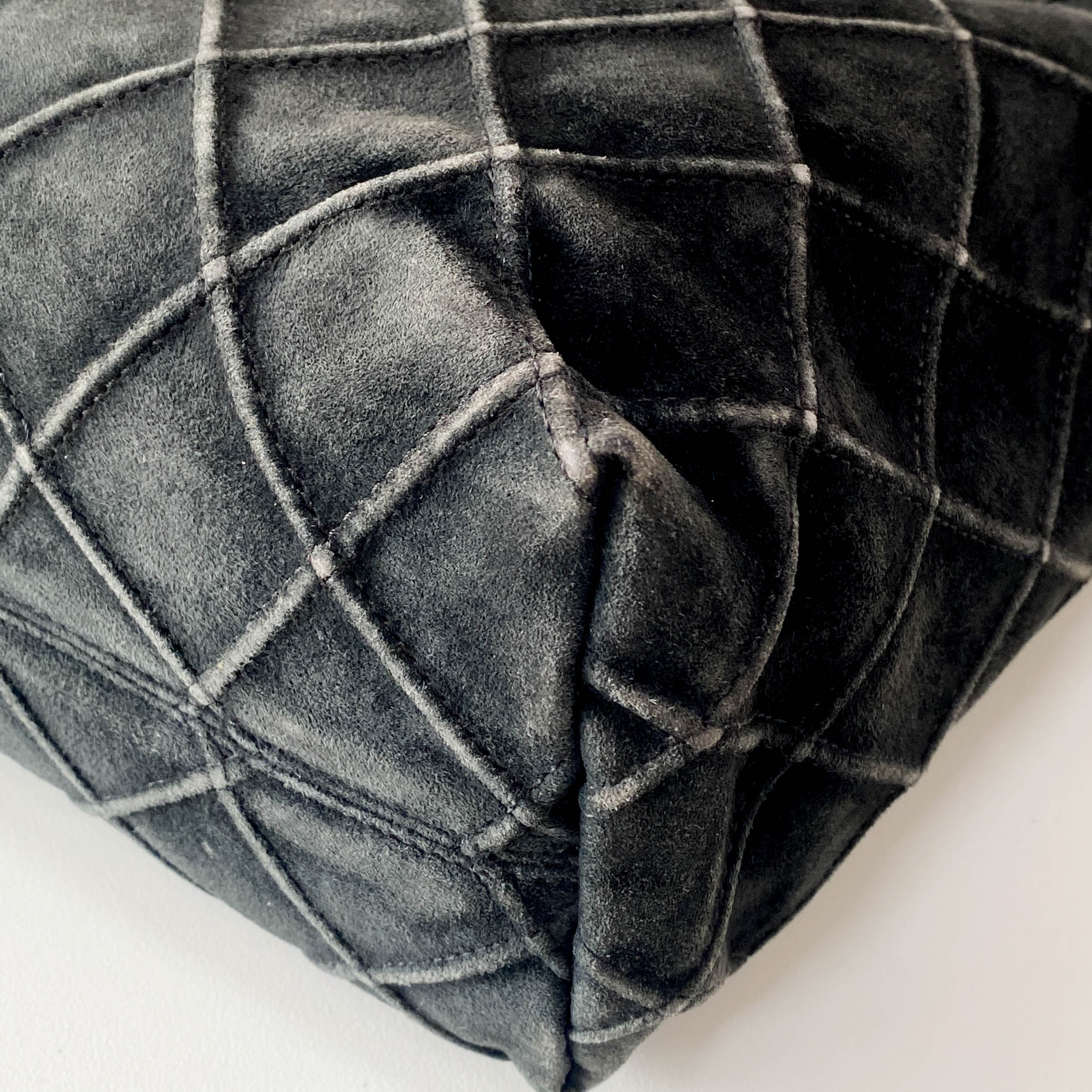 Quilted Hobo Black Suede Shoulder Bag